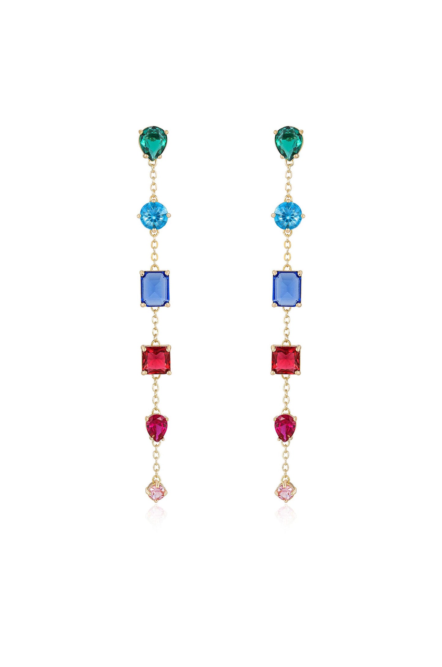 Rainbow Crystal Candy 18k Gold Plated Drop Earrings