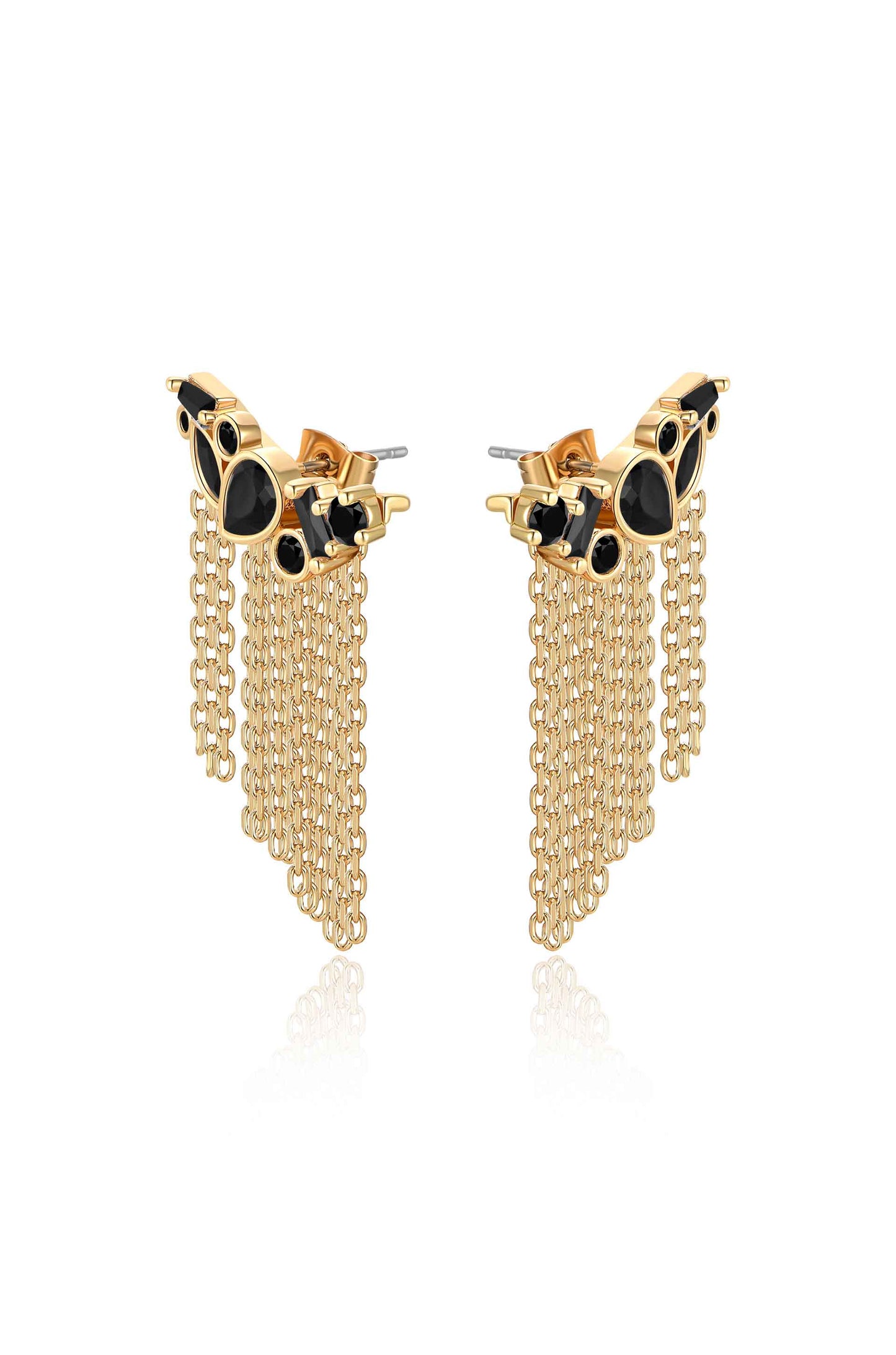 Dolled Up Three-In-One 18k Gold Plated Ear Crawlers black side
