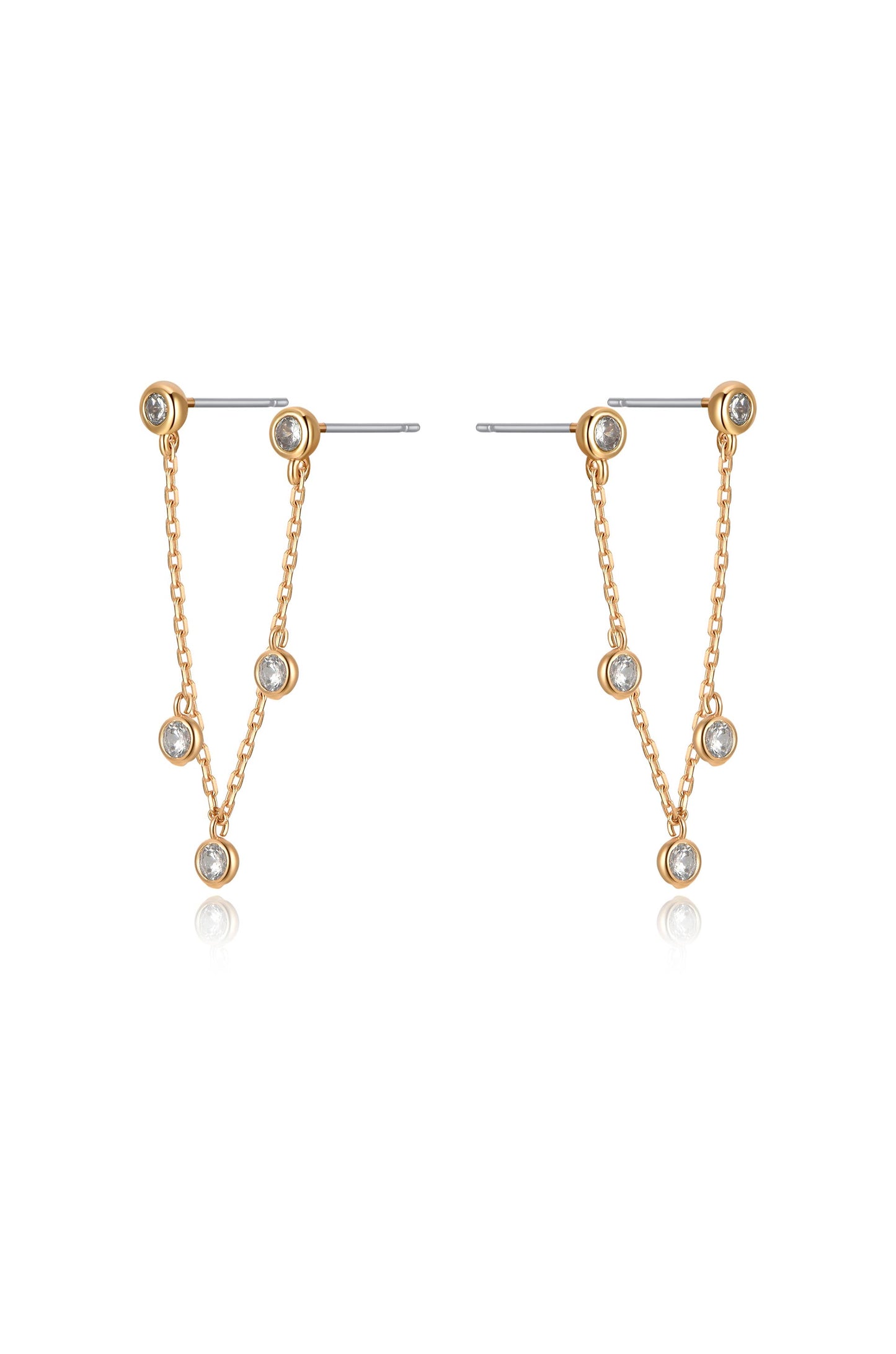 Double Piercing Multi-Crystal Dangle Earrings side