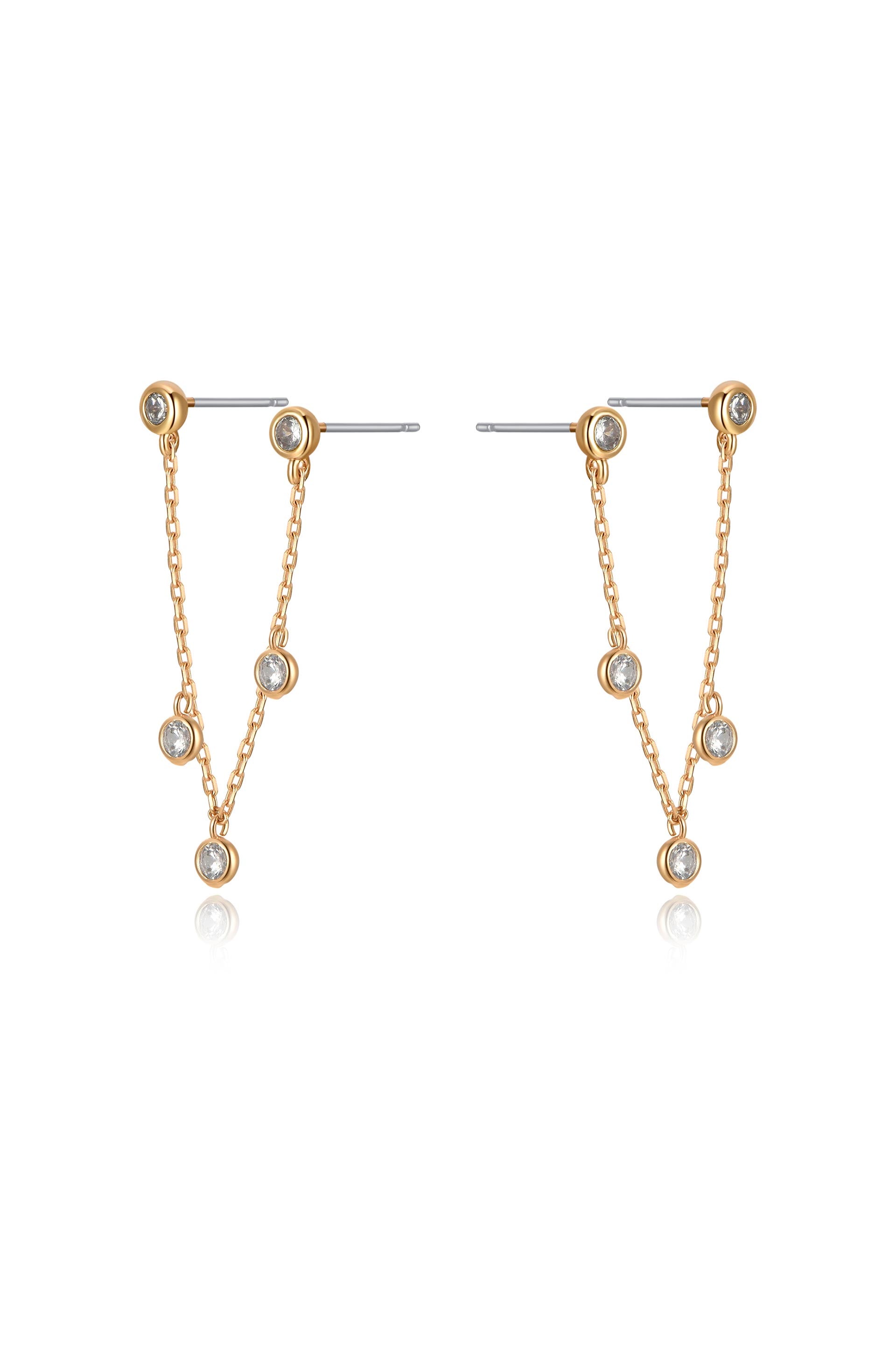 Double Piercing Multi-Crystal Dangle Earrings side