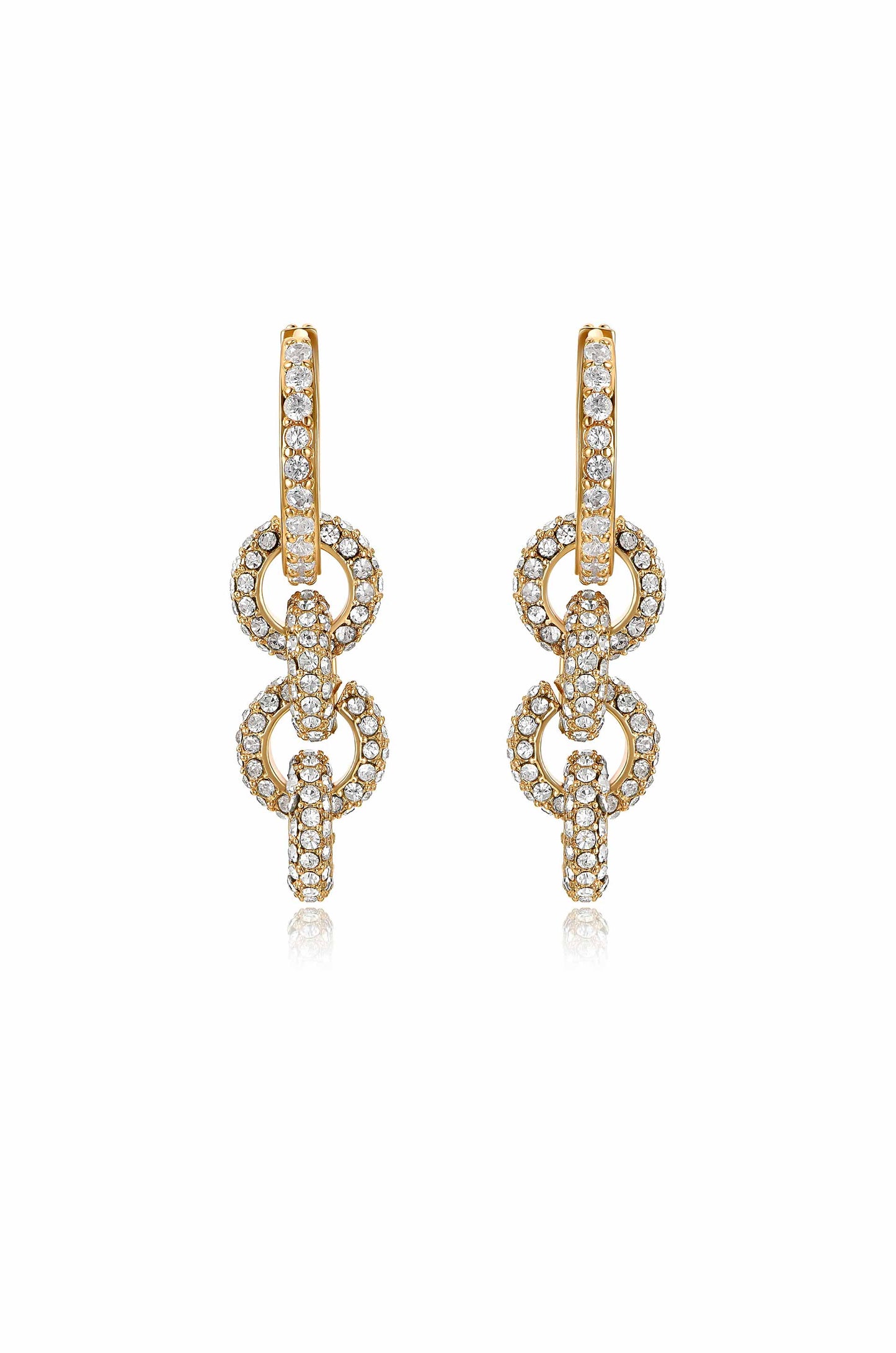 Multi-Ring Crystal Dangle 18k Gold Plated Earrings
