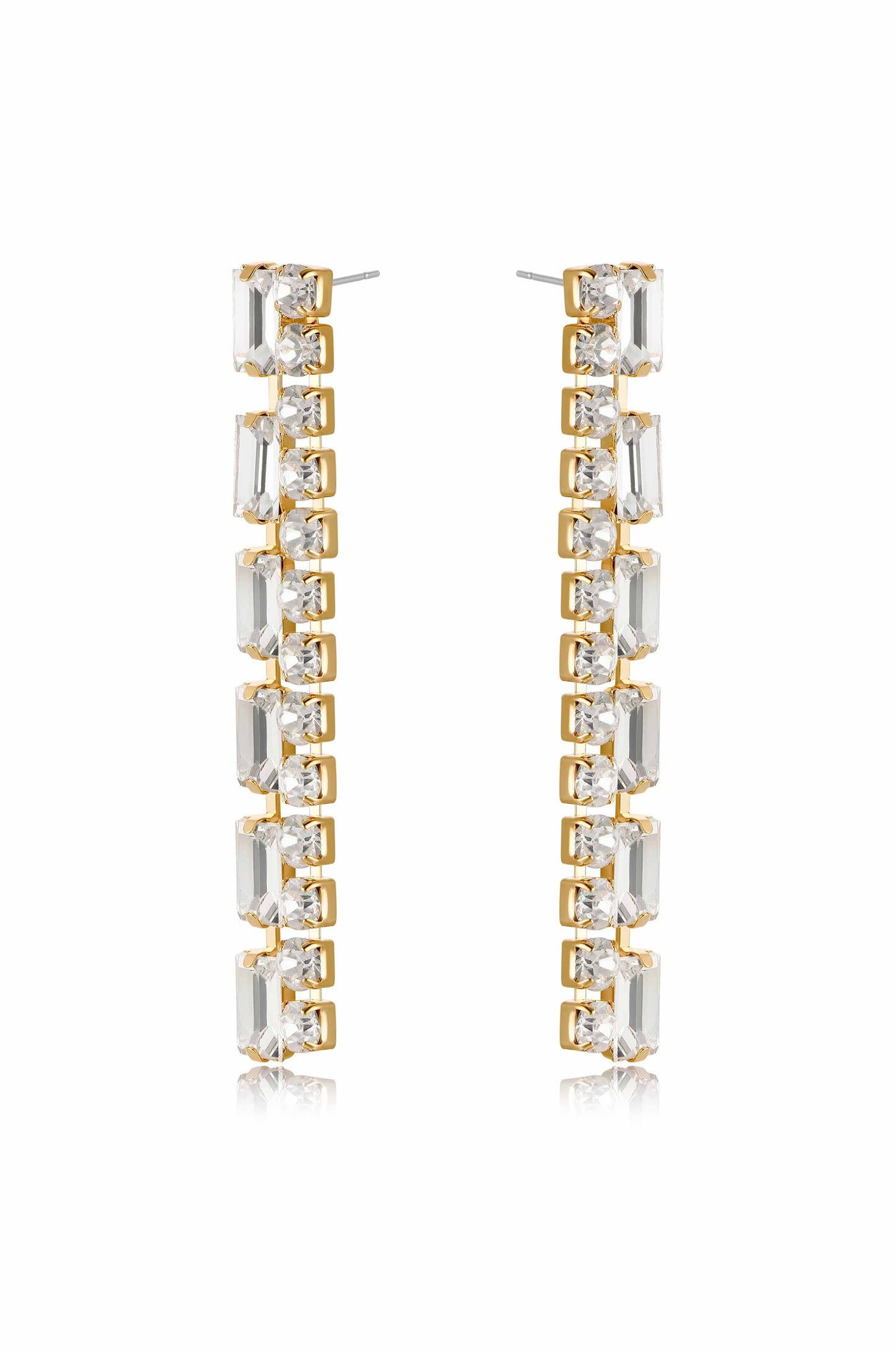 Date Night Crystal Drop 18k Gold Plated Earrings in clear side