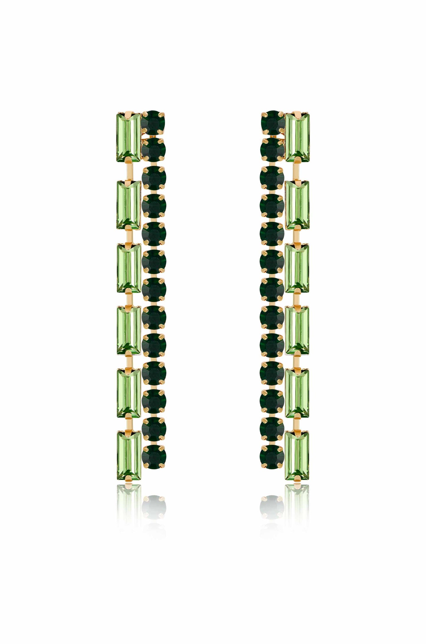Date Night Crystal Drop 18k Gold Plated Earrings in green
