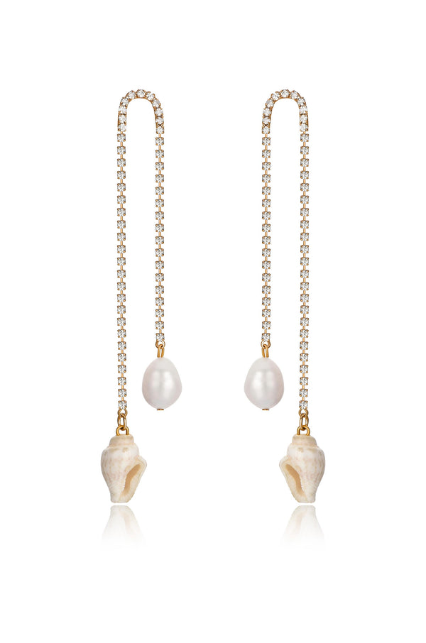 Balanced Shell and Pearl Earrings