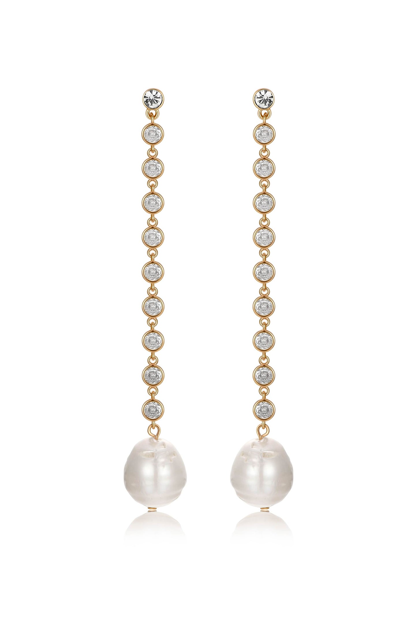 Crystal Chain Pearl Drop Earrings