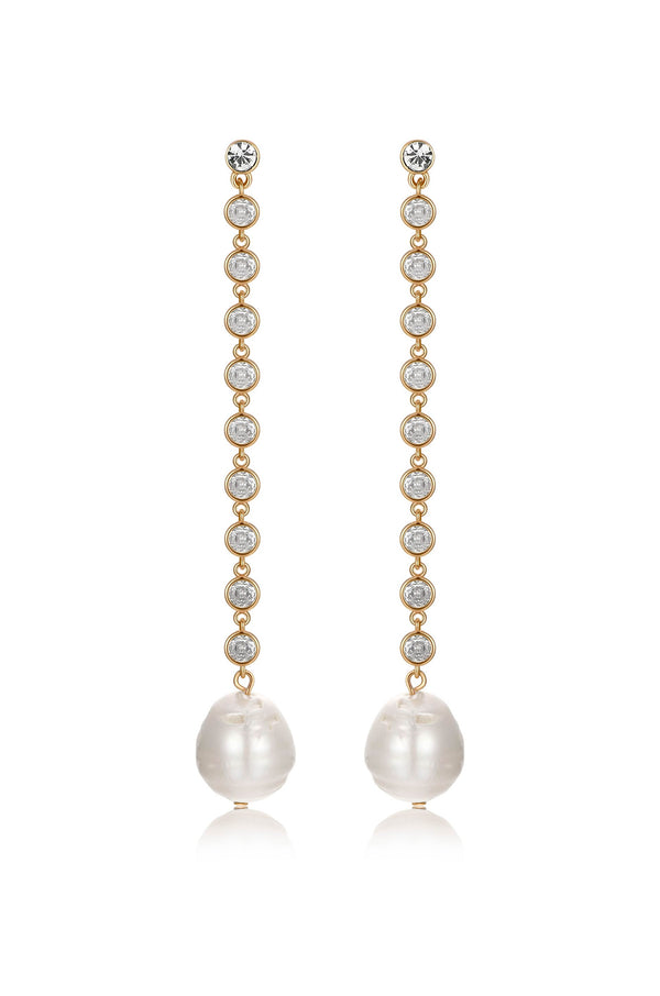 Crystal Chain Pearl Drop Earrings