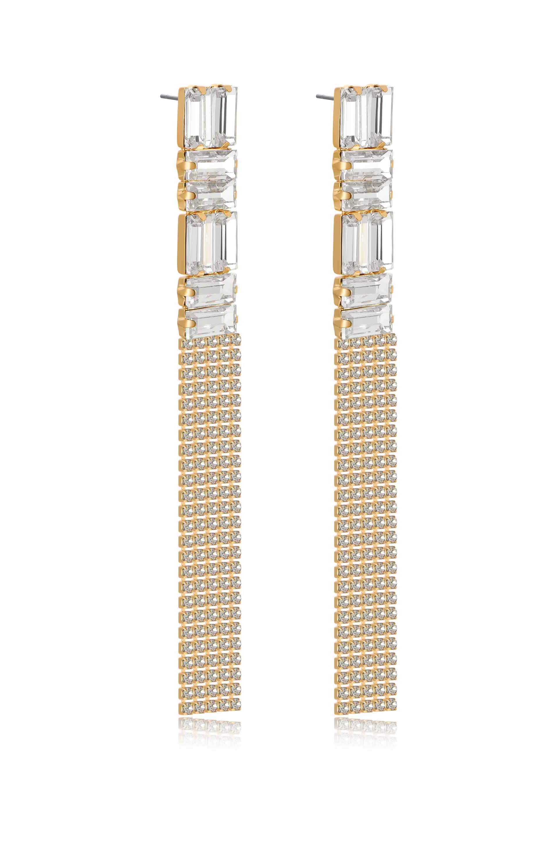 Art Deco Crystal Chain Earrings side