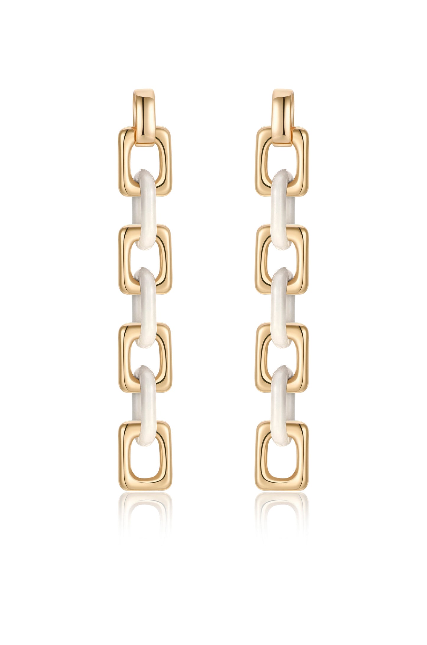 Resin Rectangle and 18k Gold Plated Chain Drop Earrings