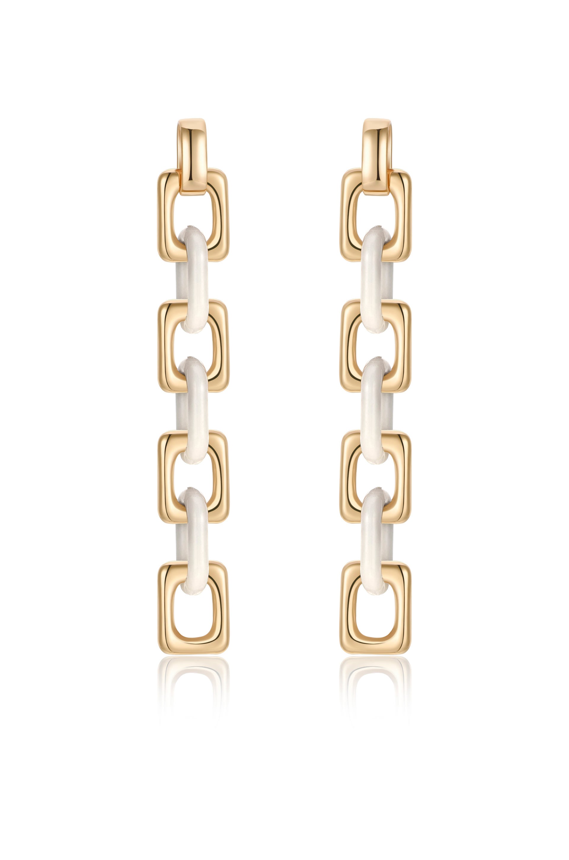 Resin Rectangle and Chain Drop Earrings