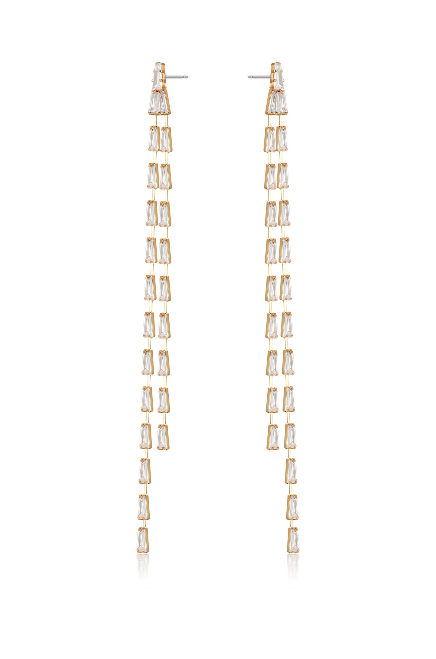 Light Crystal Rain Shower 18k Gold Plated Dangle Earrings side