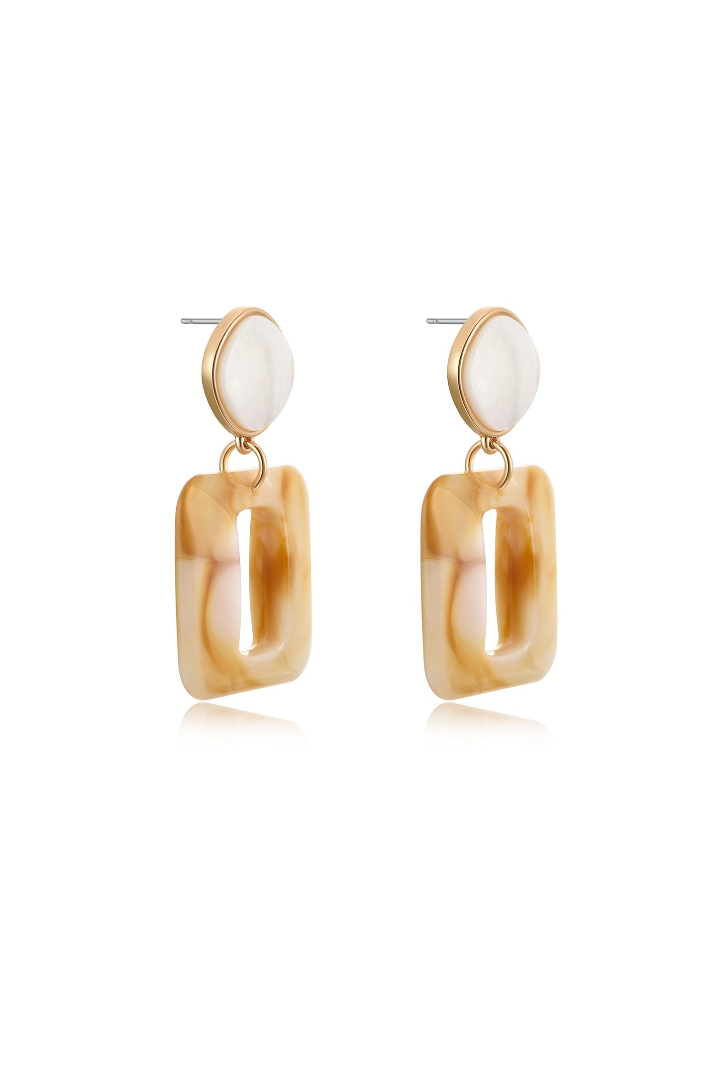 Square Resin 18k Gold Plated Drop Earrings side