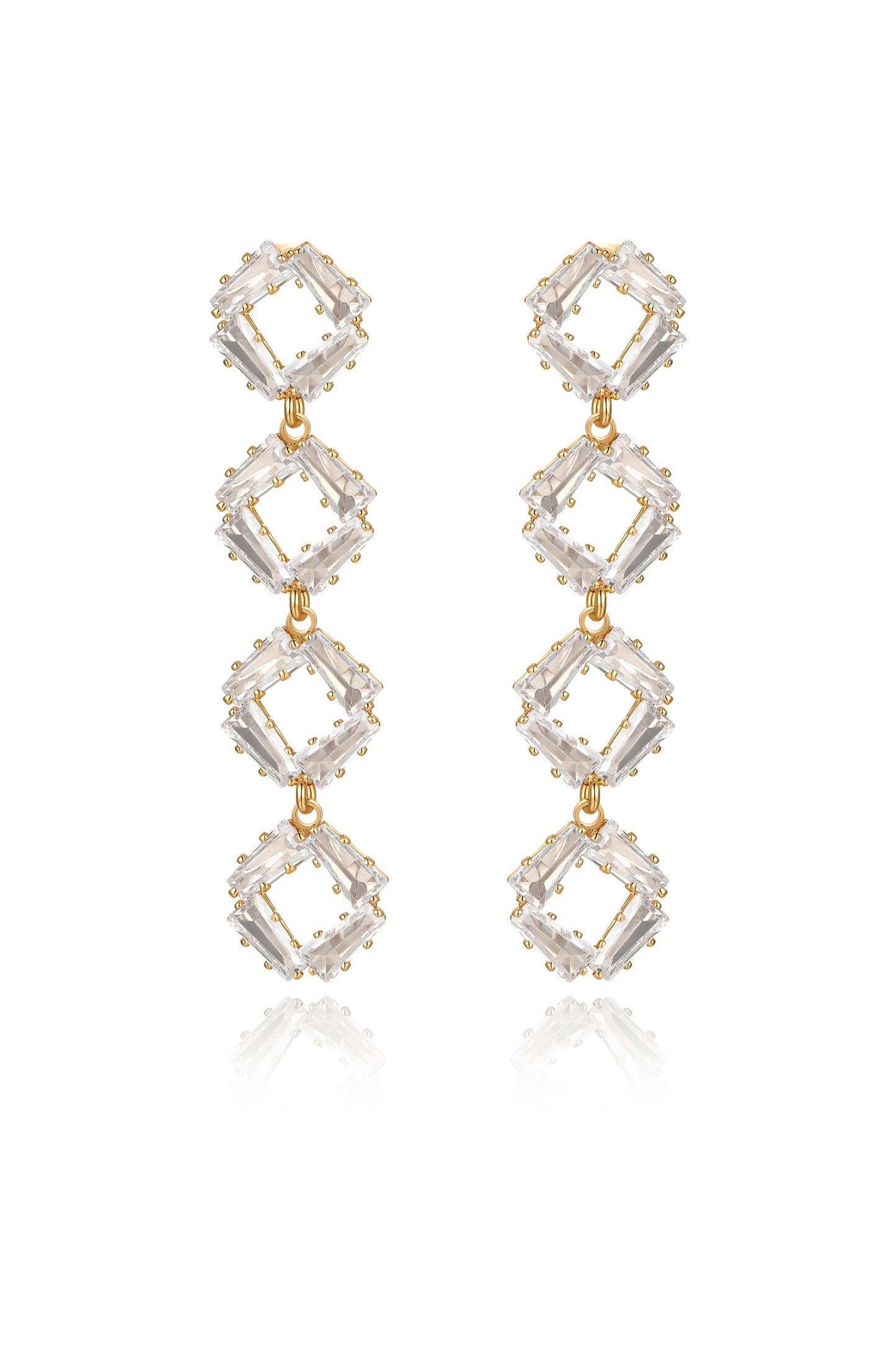 Never Dull your Shine 18k Gold Plated Crystal Drop Earrings