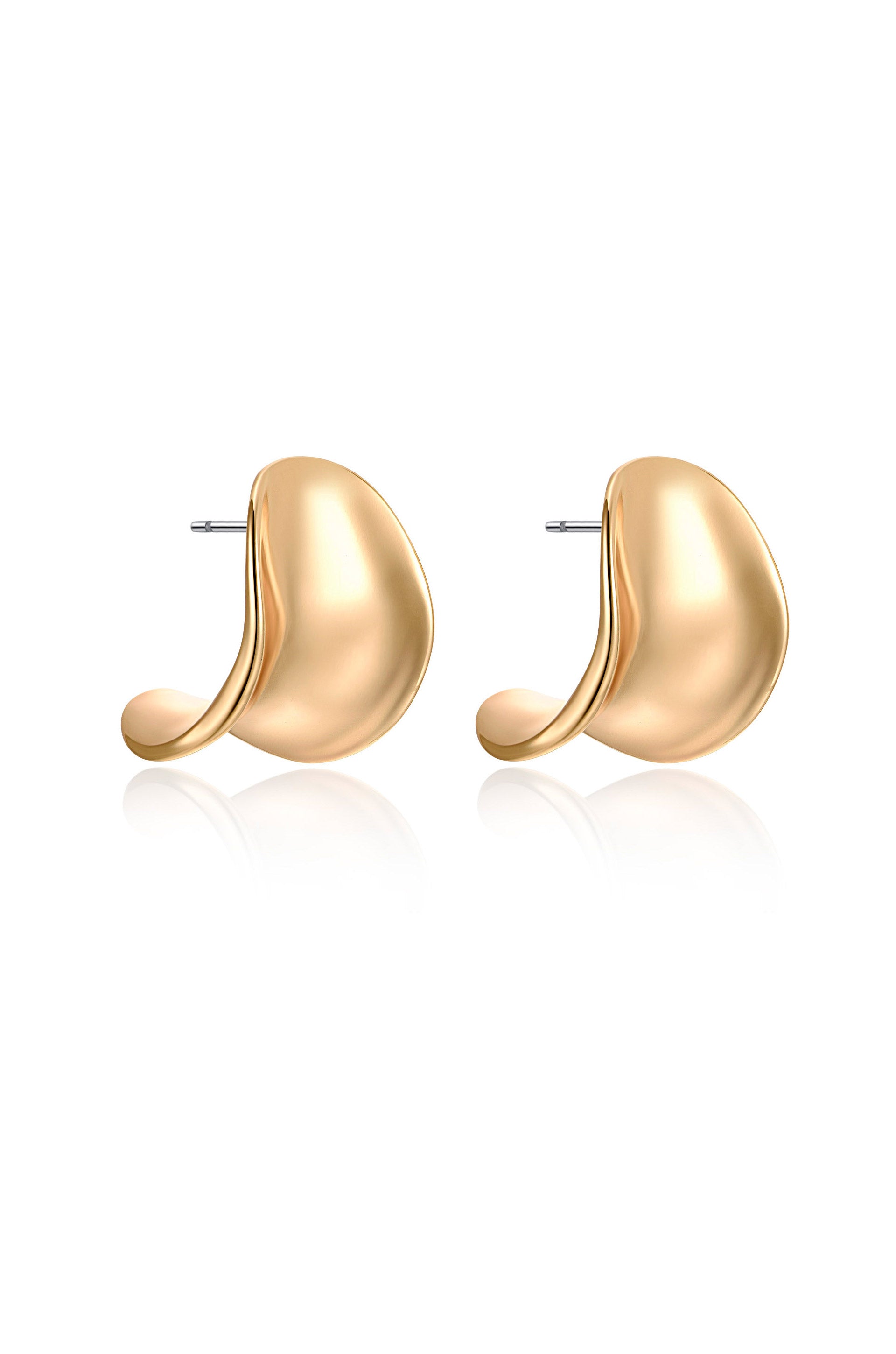 Curved Stud Earrings 18k Gold Plated 2