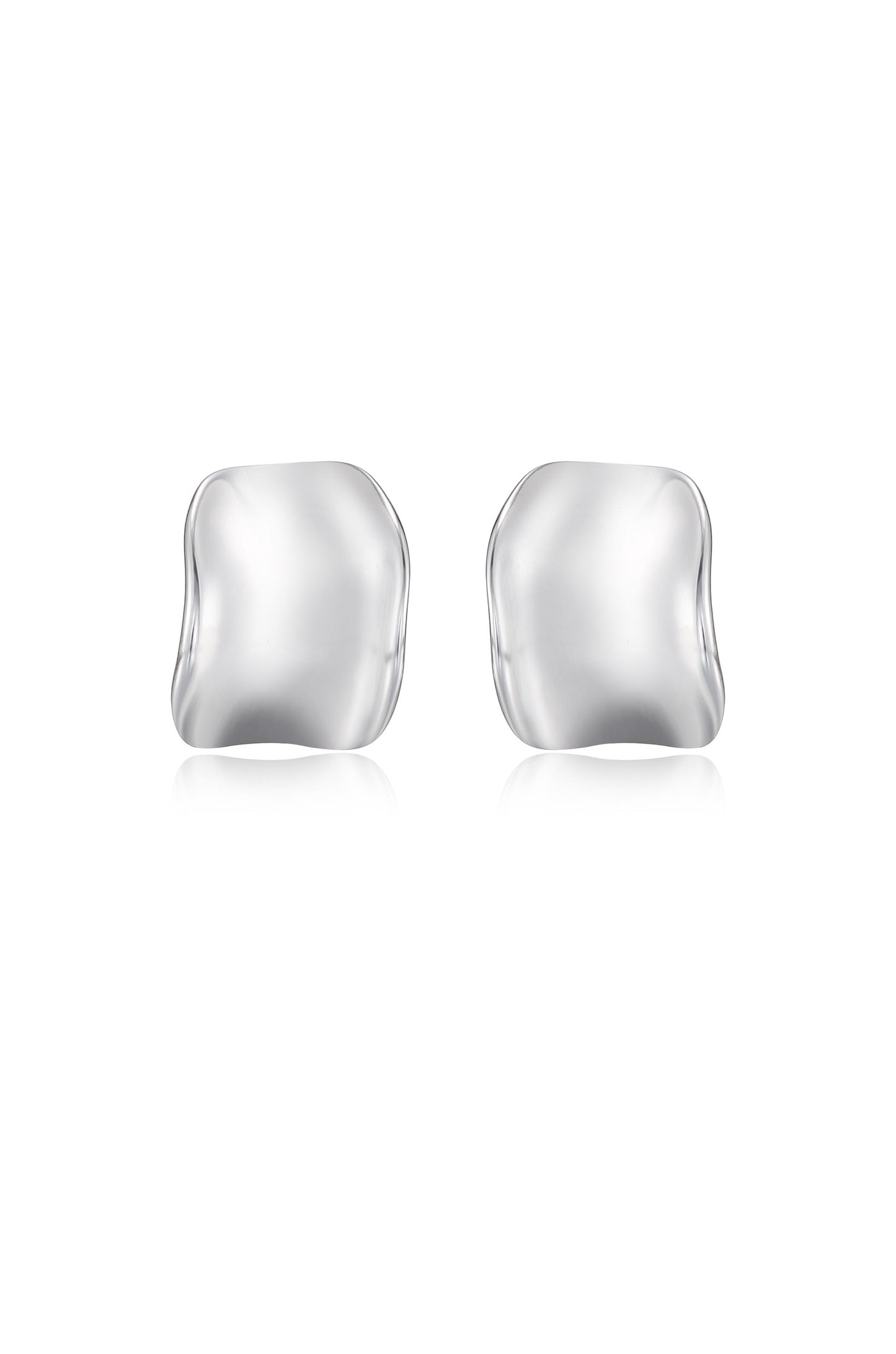 Curved Stud Earrings Rhodium Plated 2