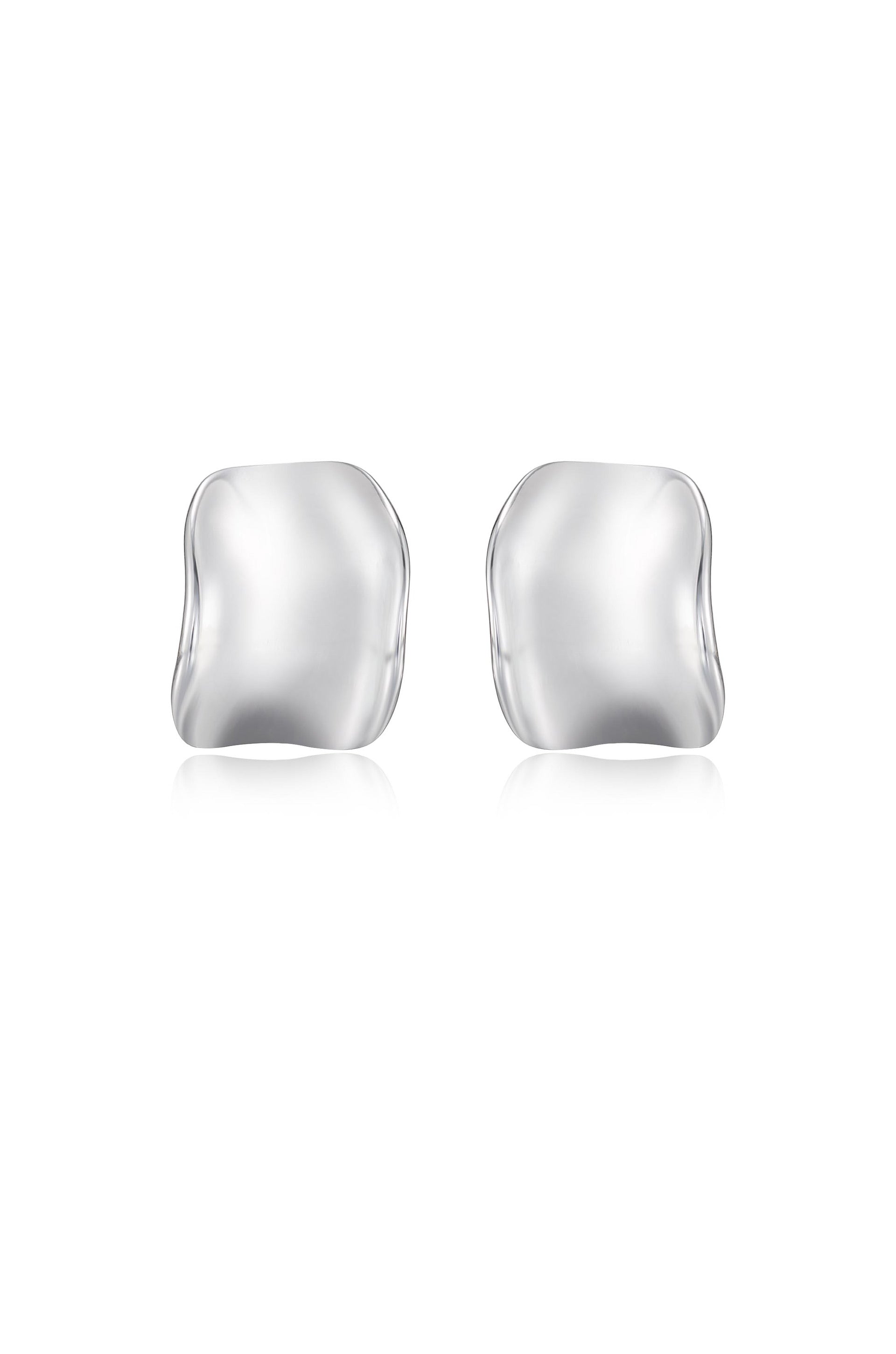 Curved Stud Earrings Rhodium Plated 2