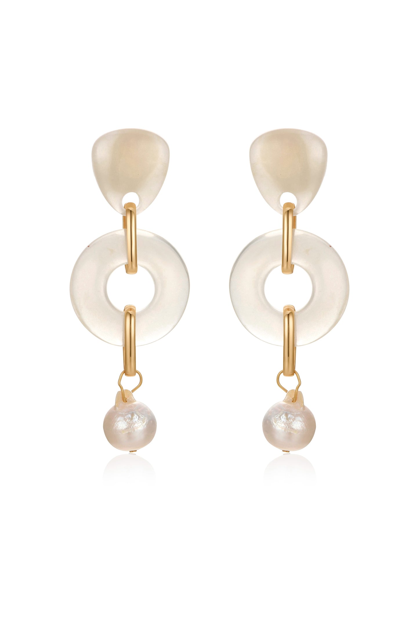 Perfectly Suited Resin and Pearl 18k Gold Plated Dangle Earrings