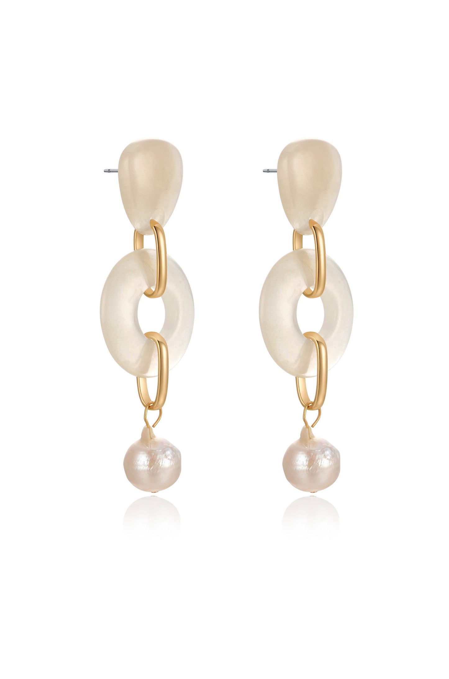 Perfectly Suited Resin and Pearl 18k Gold Plated Dangle Earrings side