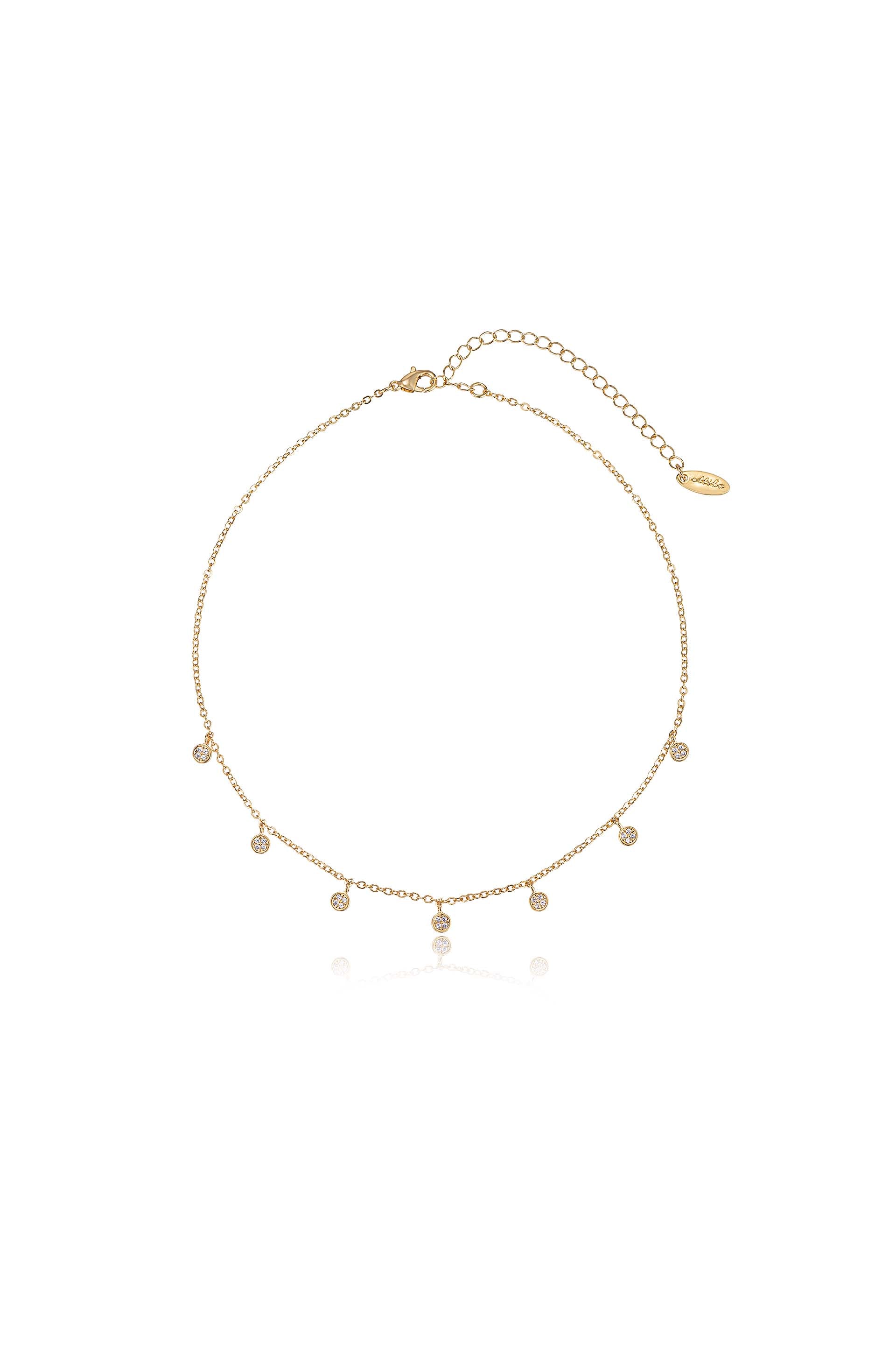 Simplistic Crystal Layered Lariat Necklace Set full