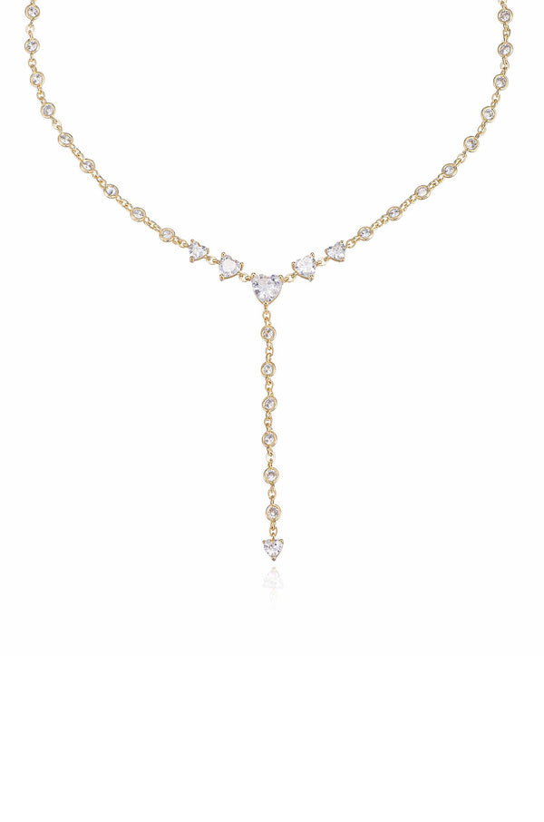 Queen of Hearts Crystal Lariat Necklace