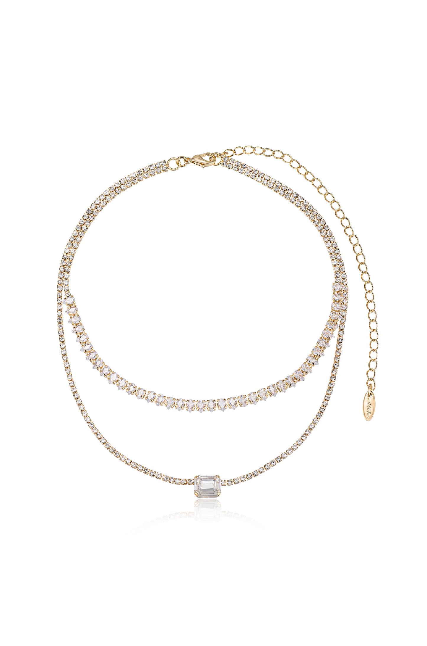 Double Layer Crystal Shine Necklace full