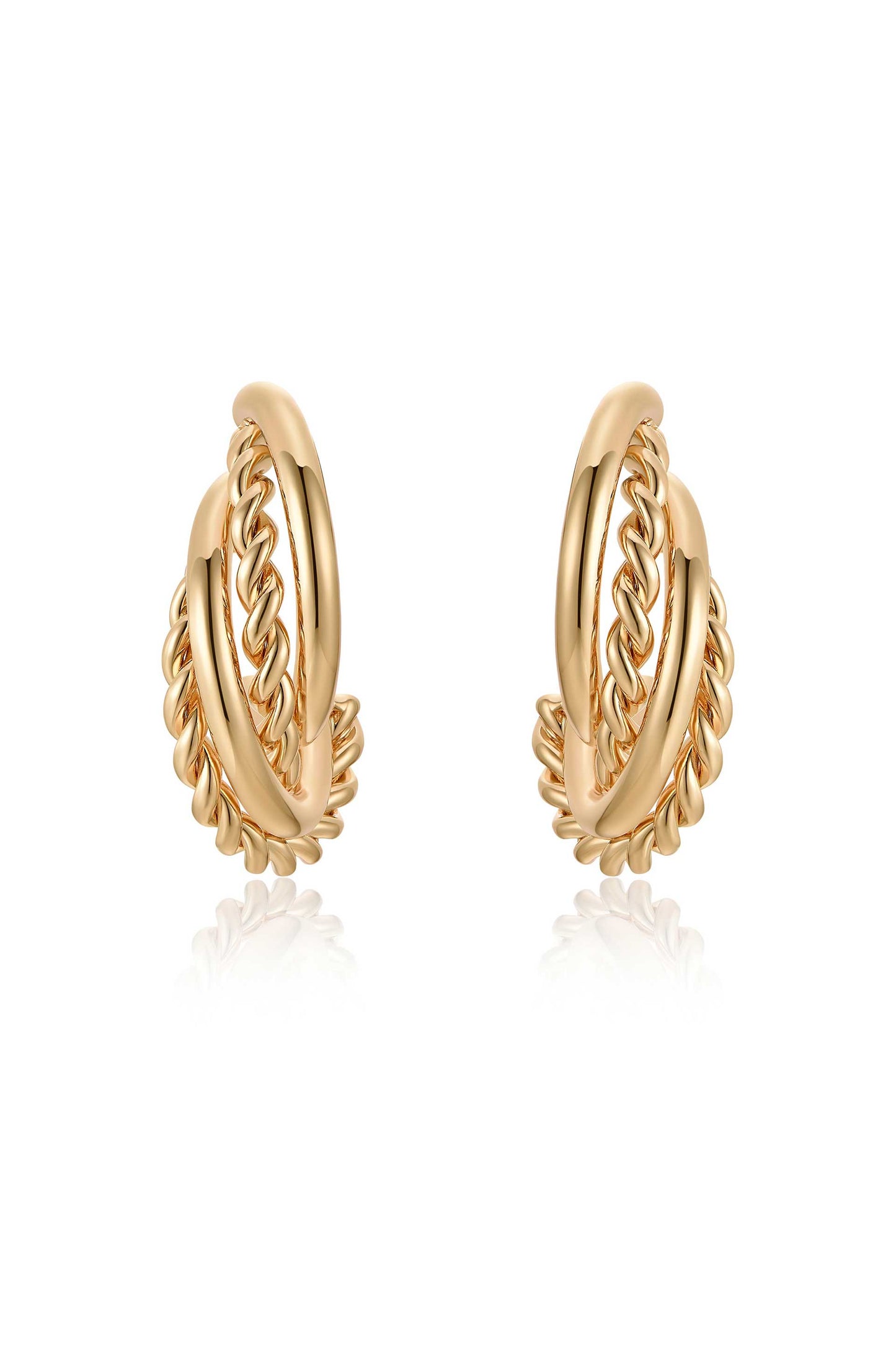 Twists and Turns 18k Gold Plated Hoop Earrings front