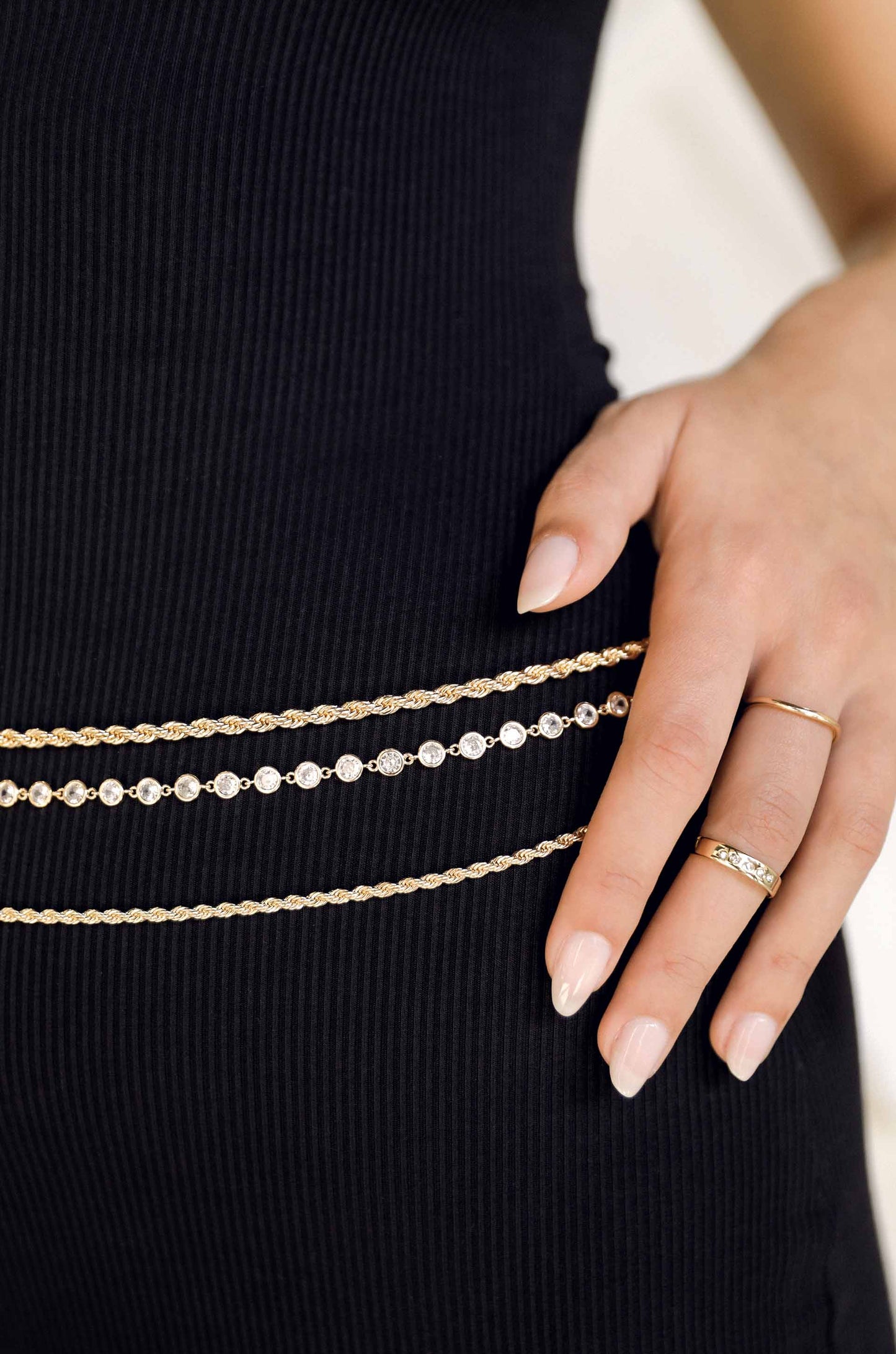Simple Summer Staple Body Chain on model 2