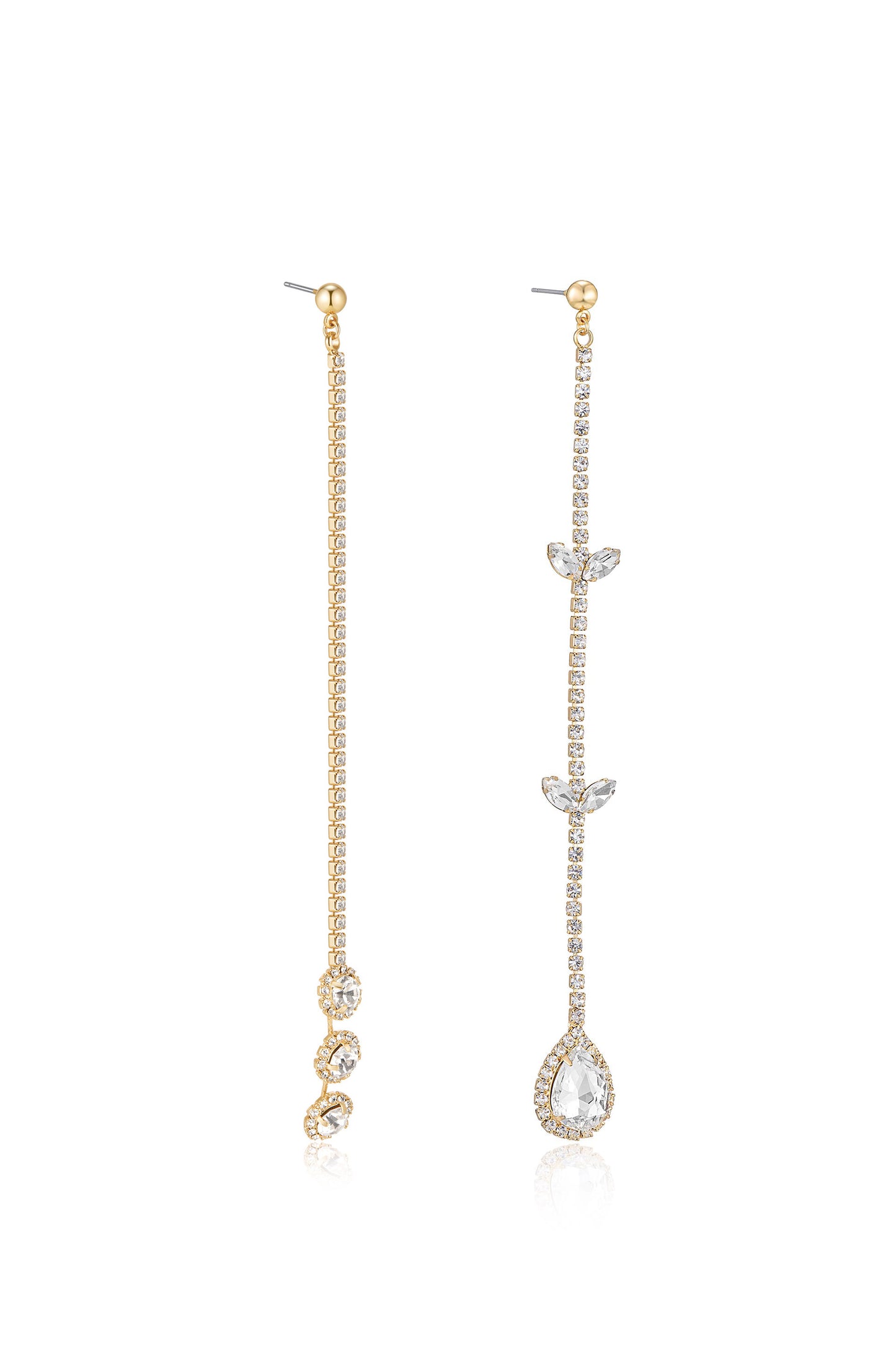 Mix It Up Crystal 18k Gold Plated Asymmetrical Earrings side