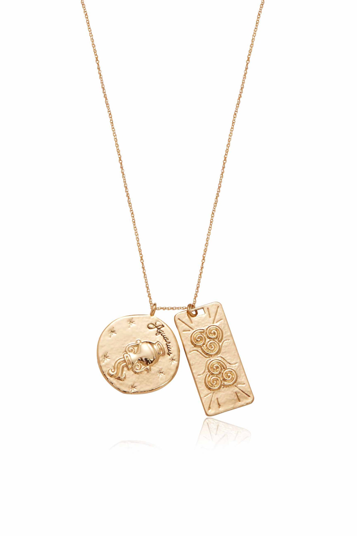 Zodiac Double Medallion 18k Gold Plated Necklace