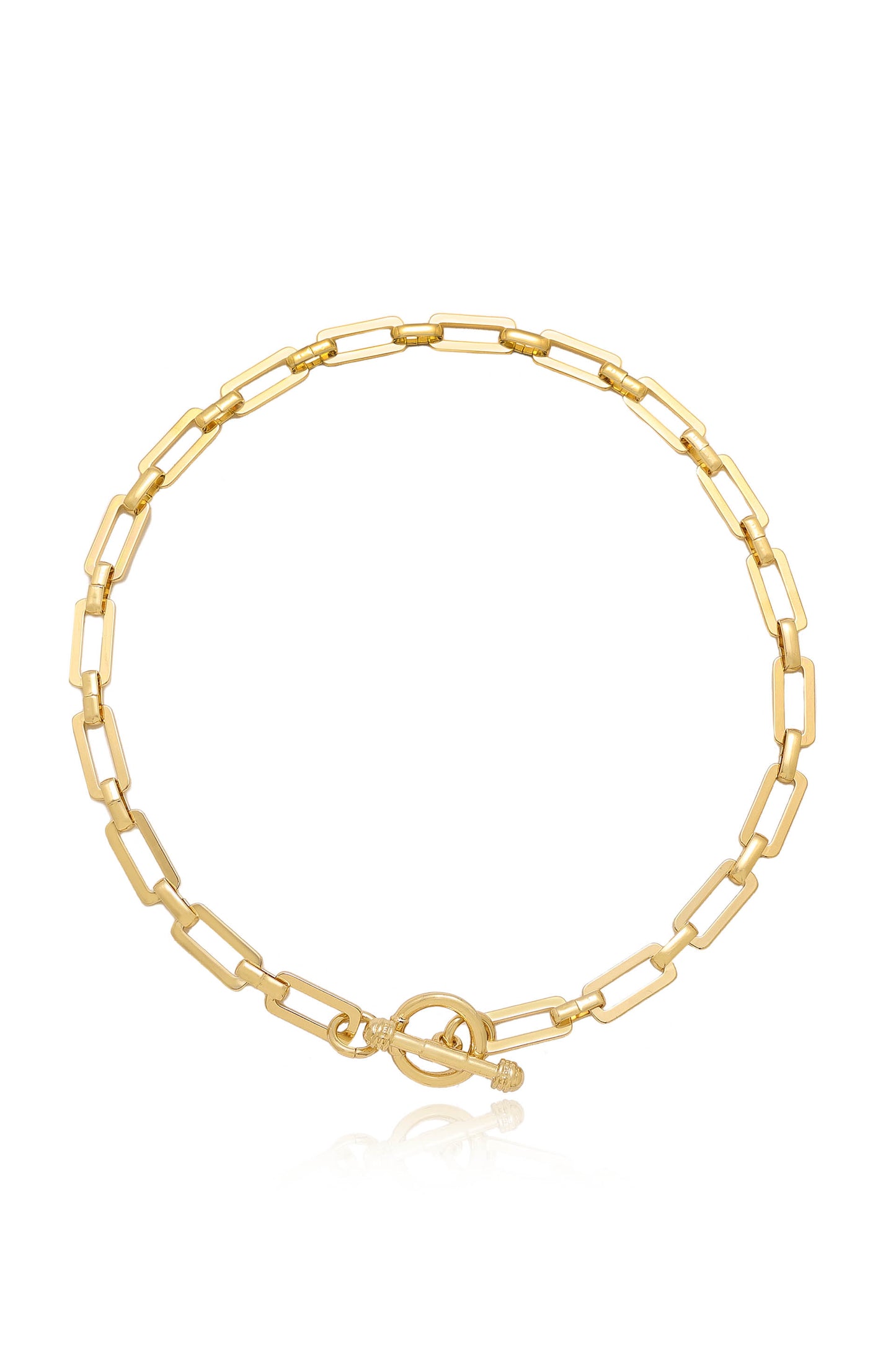 Golden Flat Rectangle Chain Necklace