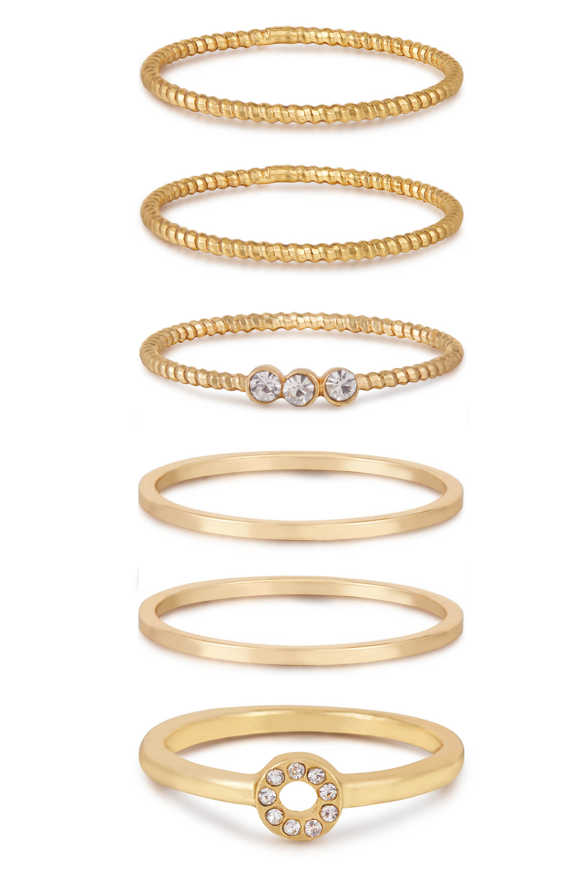 Dainty 18k Gold Plated Stacking Ring Set of 6