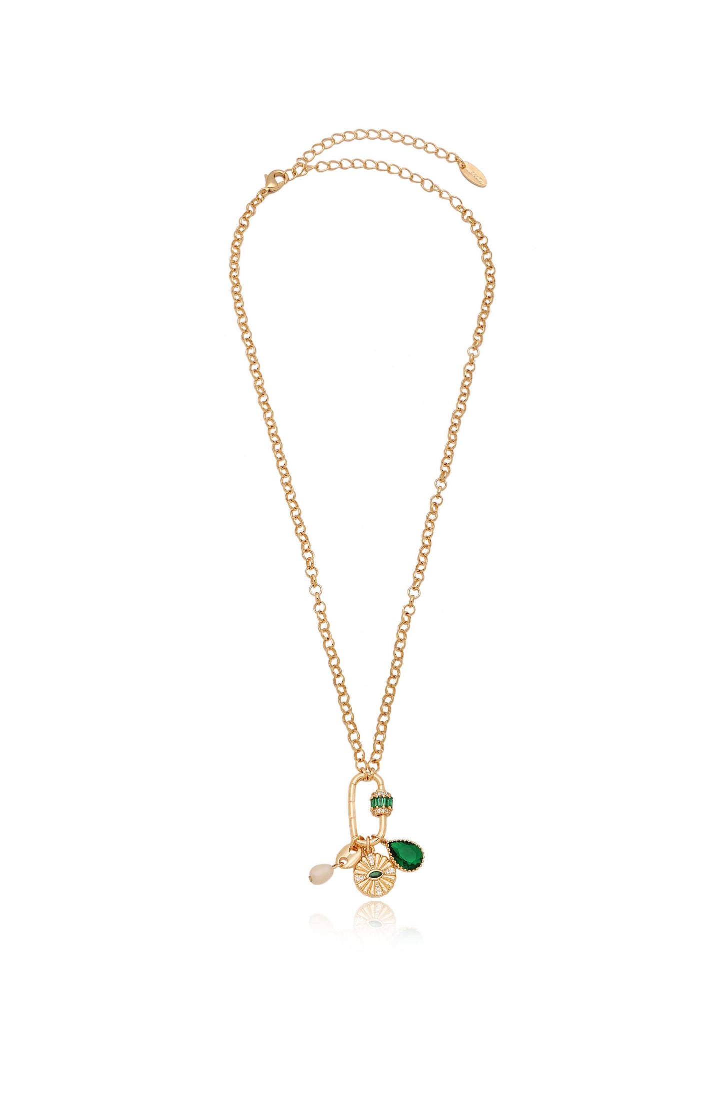 Green Queen Crystal Charm Necklace full