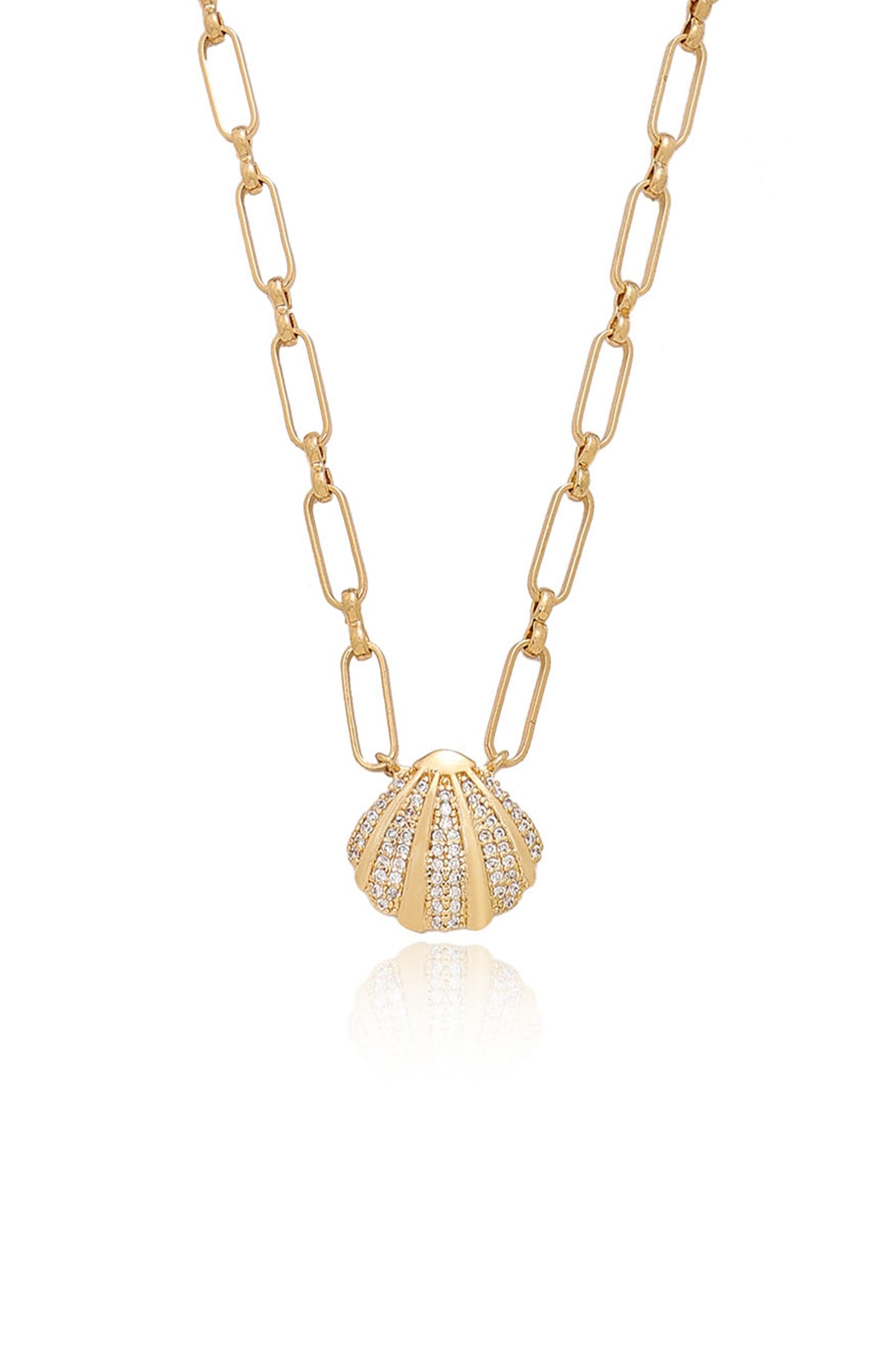 Clam Shell Charm 18k Gold Plated Necklace close