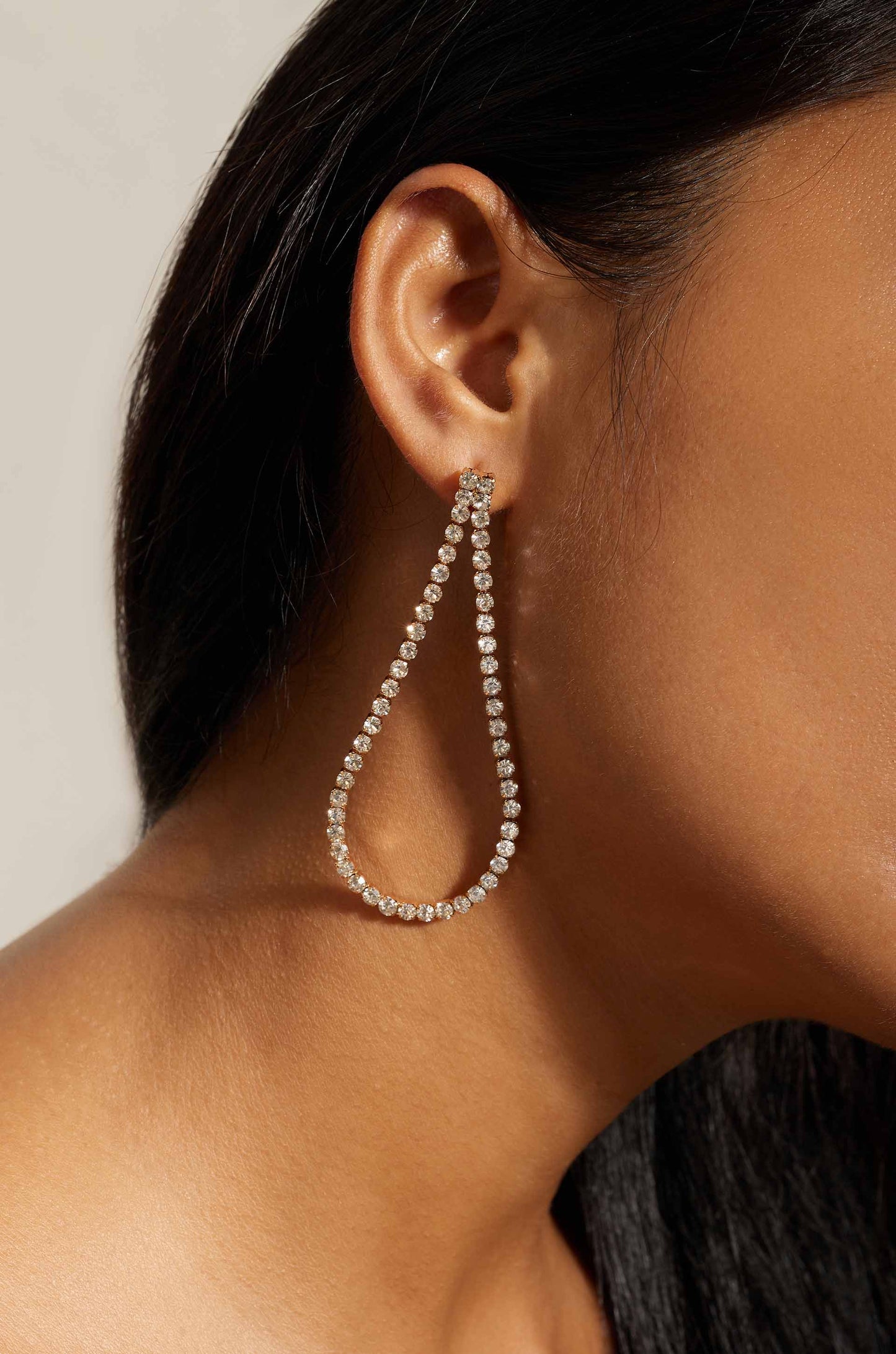 Sparkle Droplet 18k Gold Plated Earrings on model