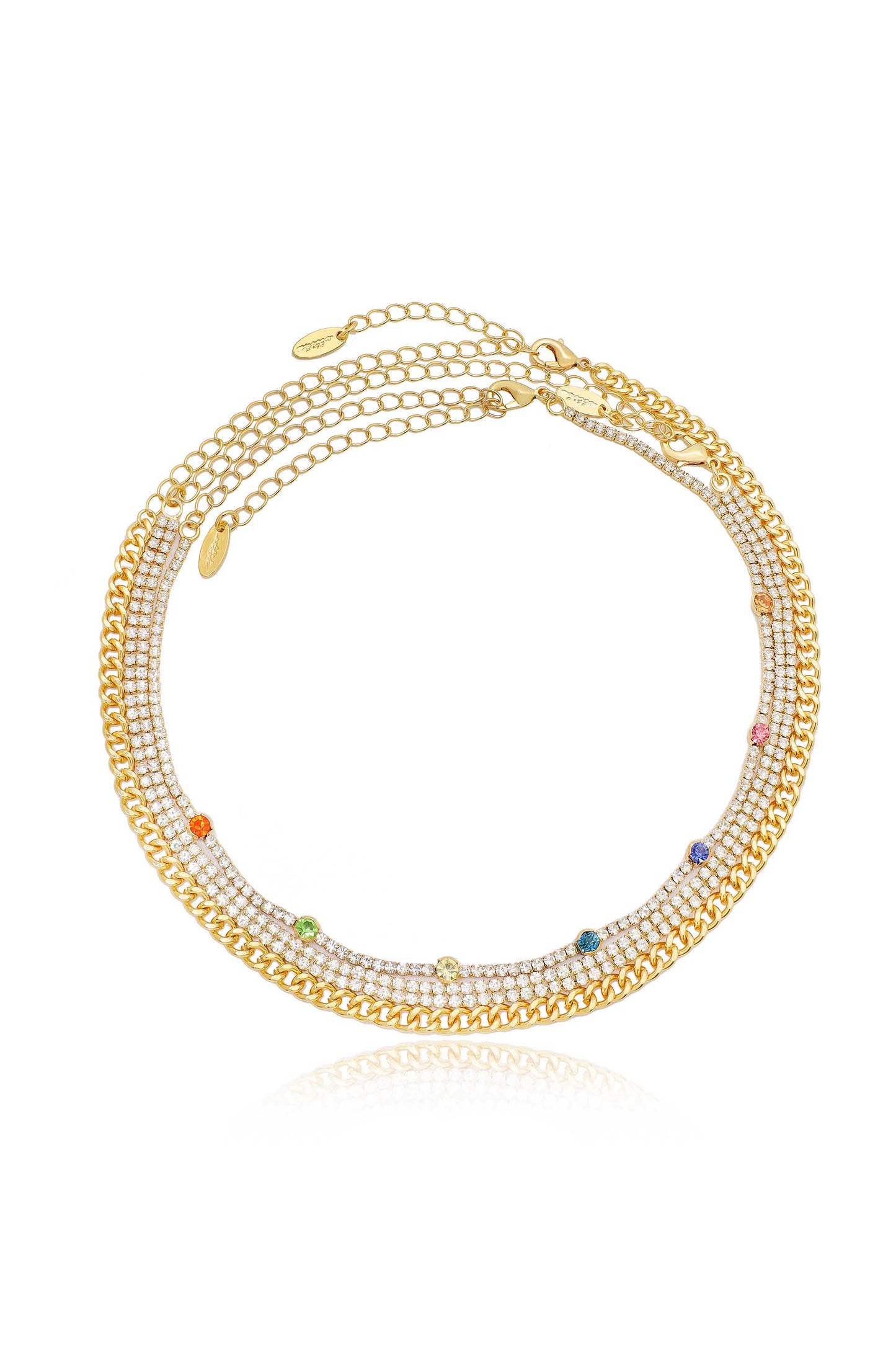 Rainbow & Crystal 18kt Gold Plated Necklace Set