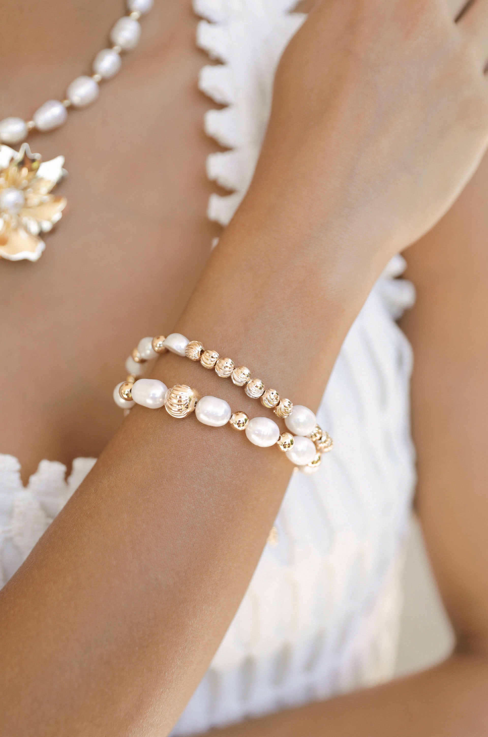 Perfect Days Freshwater Pearl Bracelet Set on model