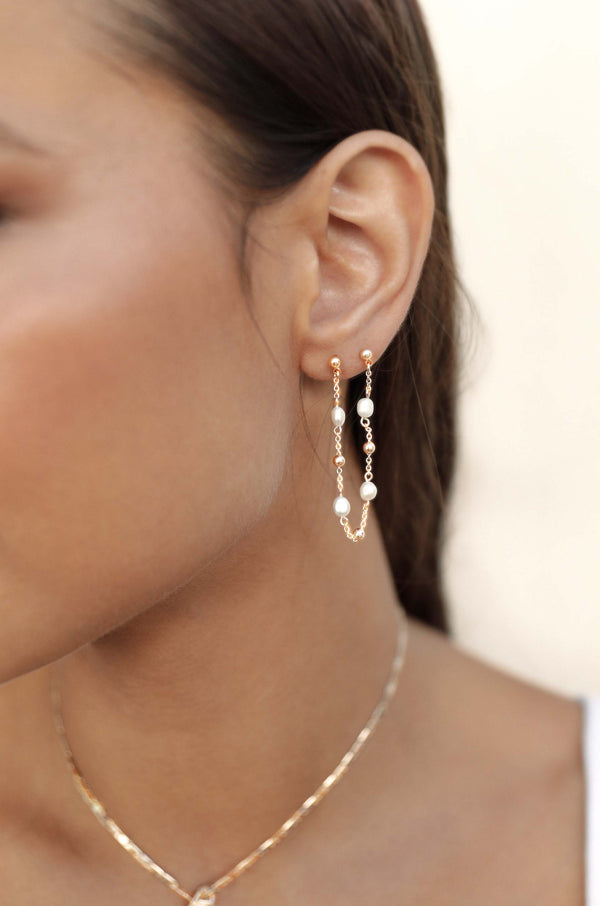 Double Piercing Freshwater Pearl Earrings Second