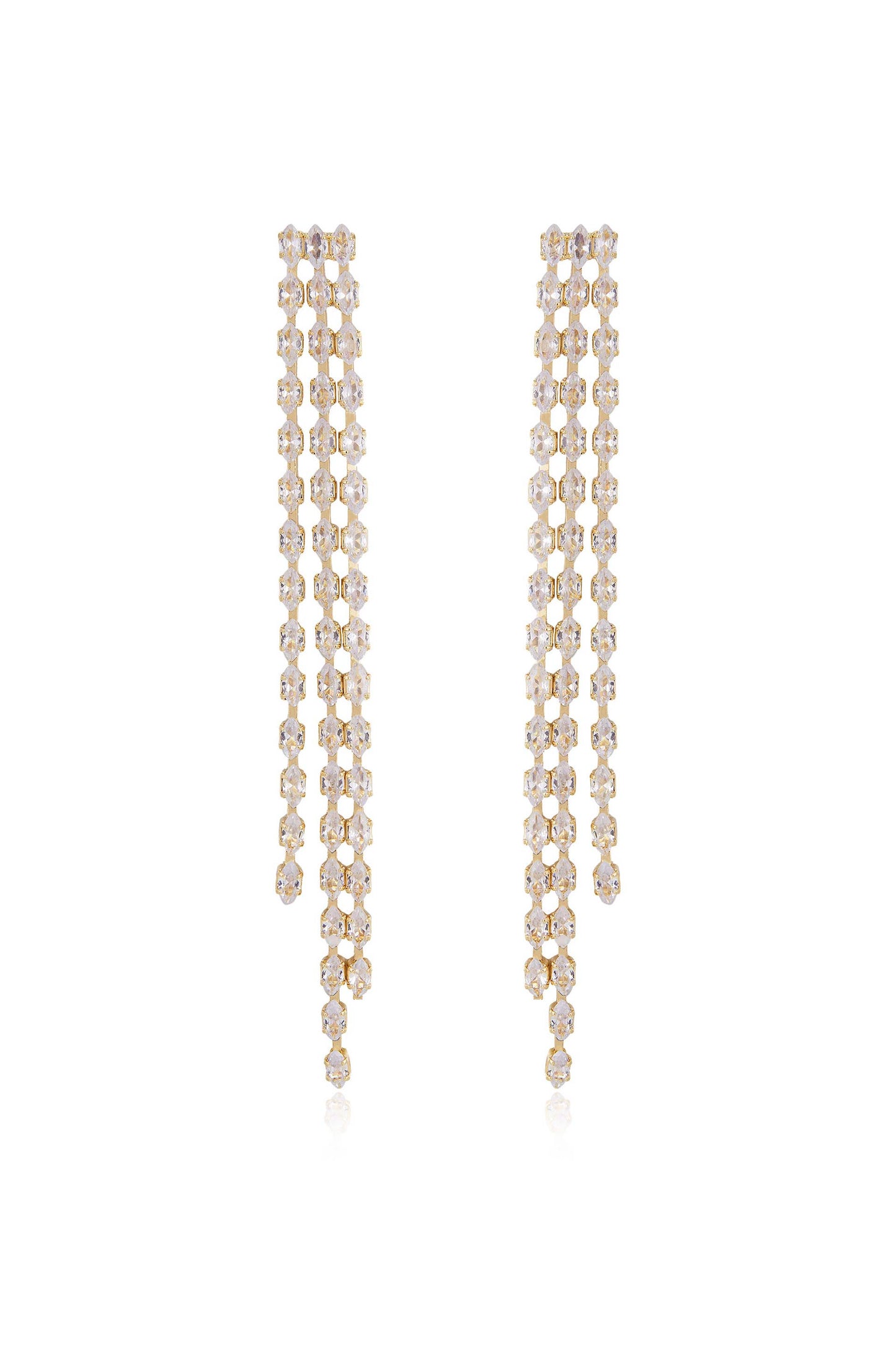 Fan Out Crystal 18k Gold Plated Dangle Earrings