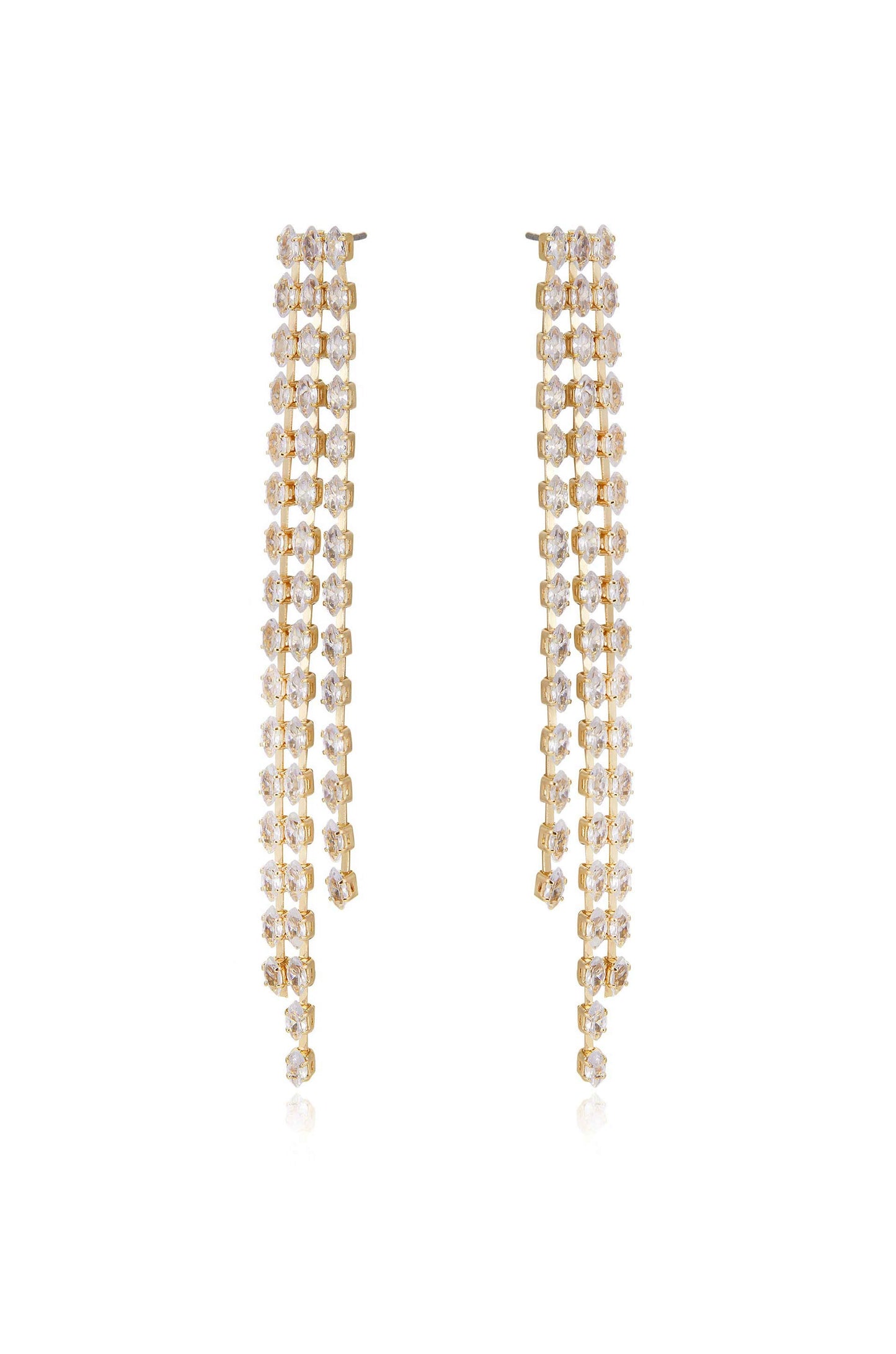 Fan Out Crystal 18k Gold Plated Dangle Earrings side