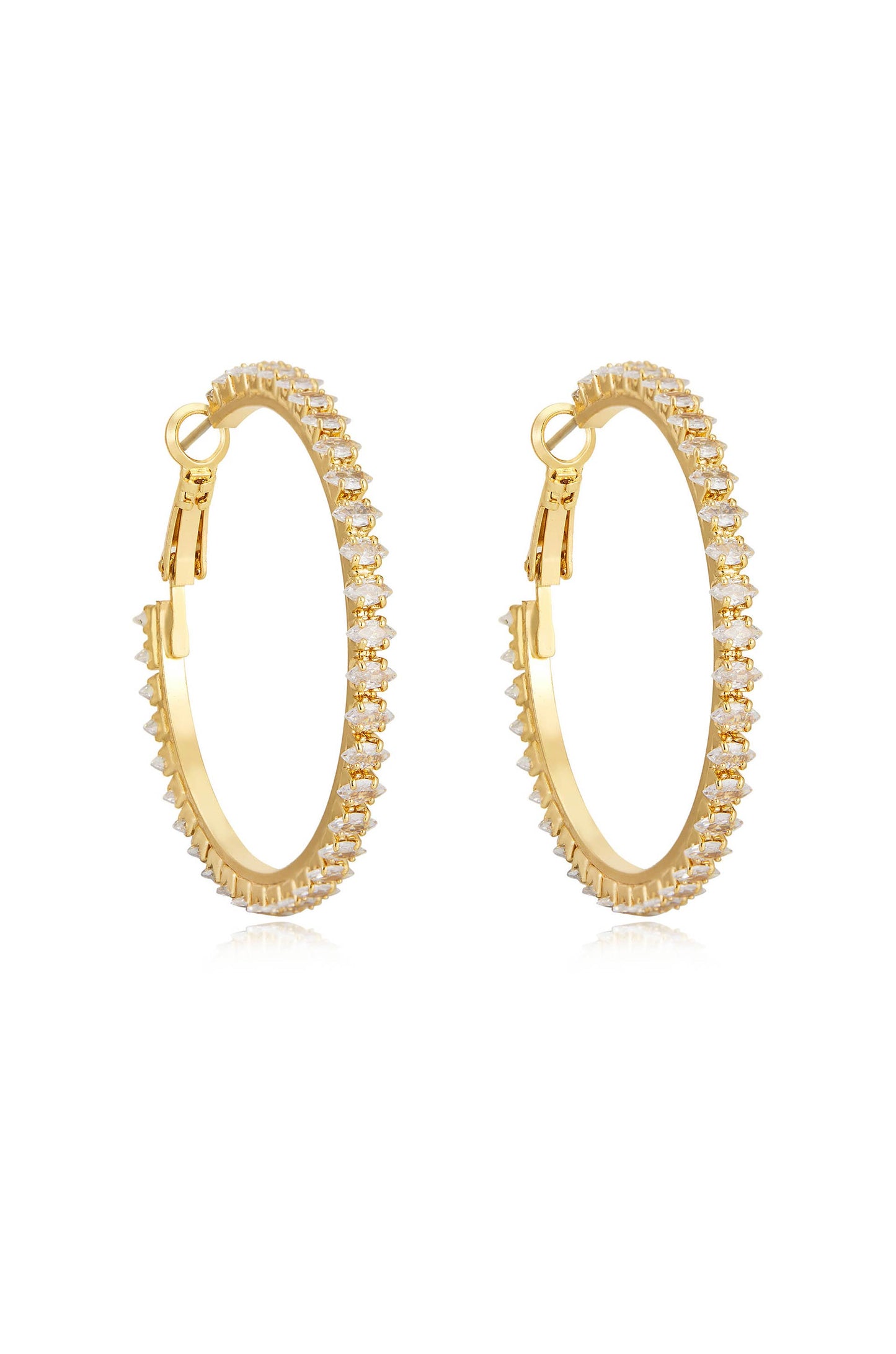 Spotlight Crystal 18k Gold Plated Hoop Earrings side