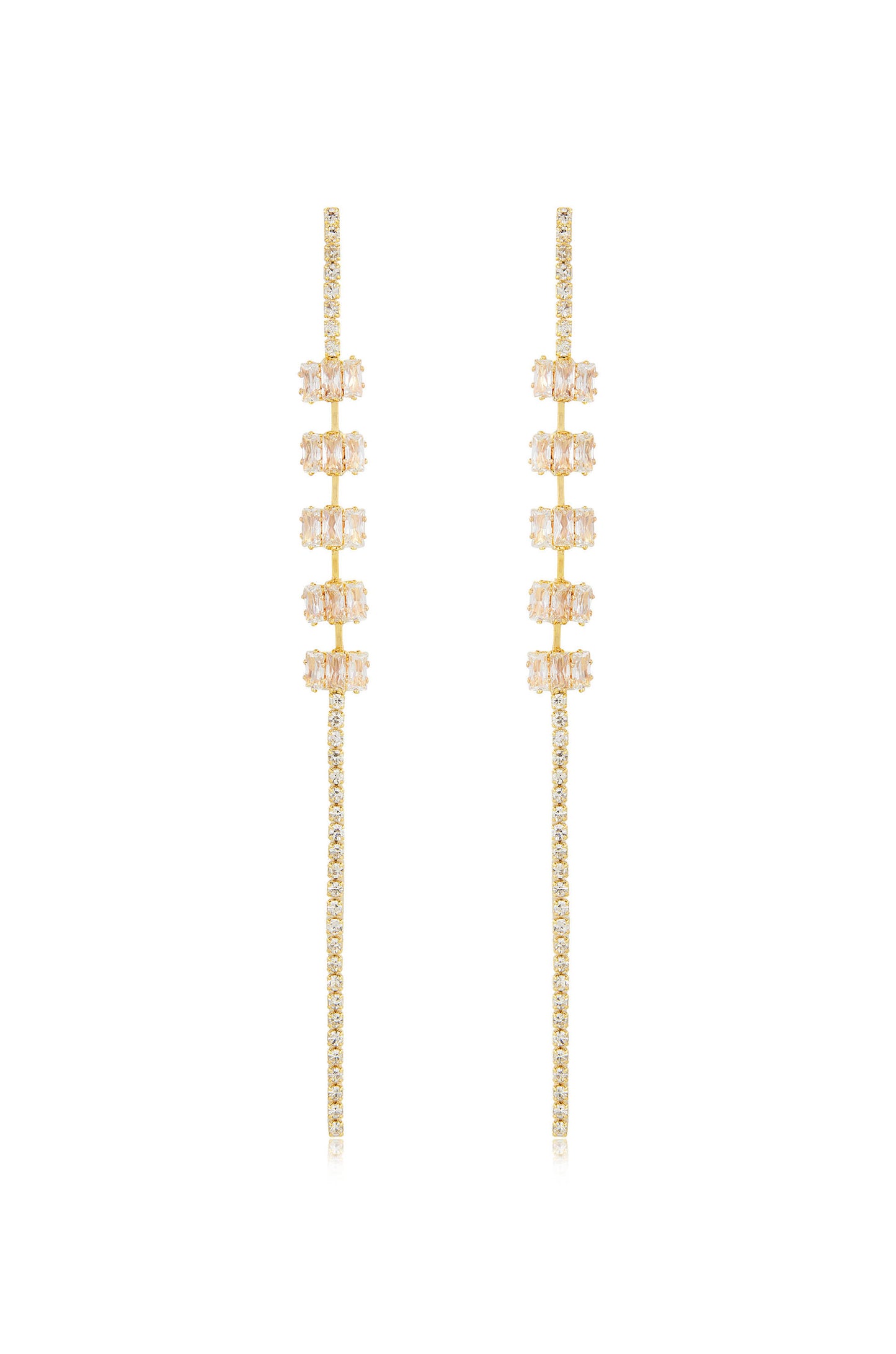On the Line Crystal 18k Gold Plated Linear Earrings