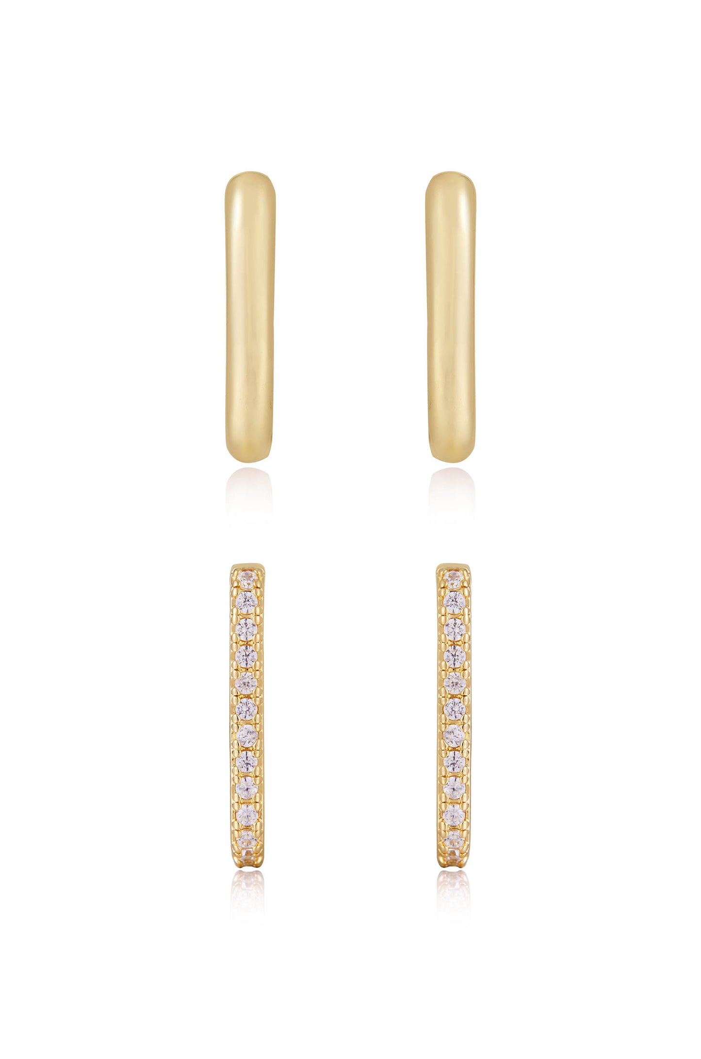 New Age 18k Gold Plated Hoop Set front view