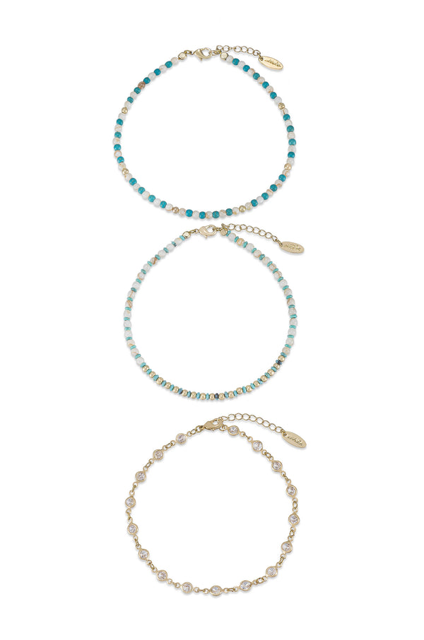 Turquoise Malibu Breeze Anklet Trio