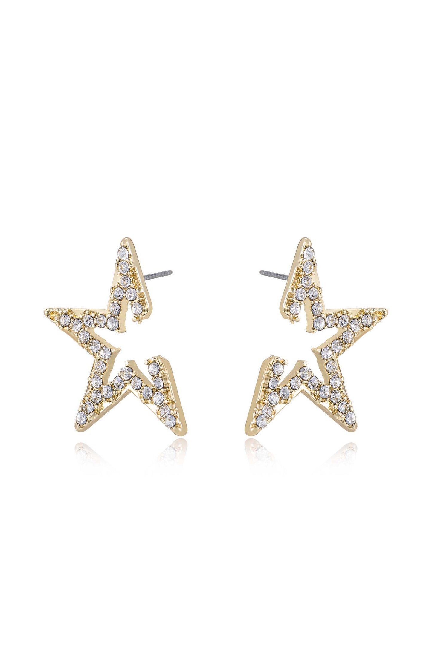 Star Light Crystal Statement Stud 18k Gold Plated Earrings side