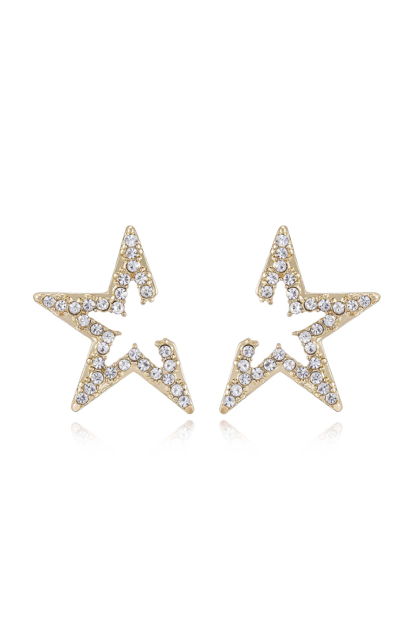 Star Light Crystal Statement Stud 18k Gold Plated Earrings
