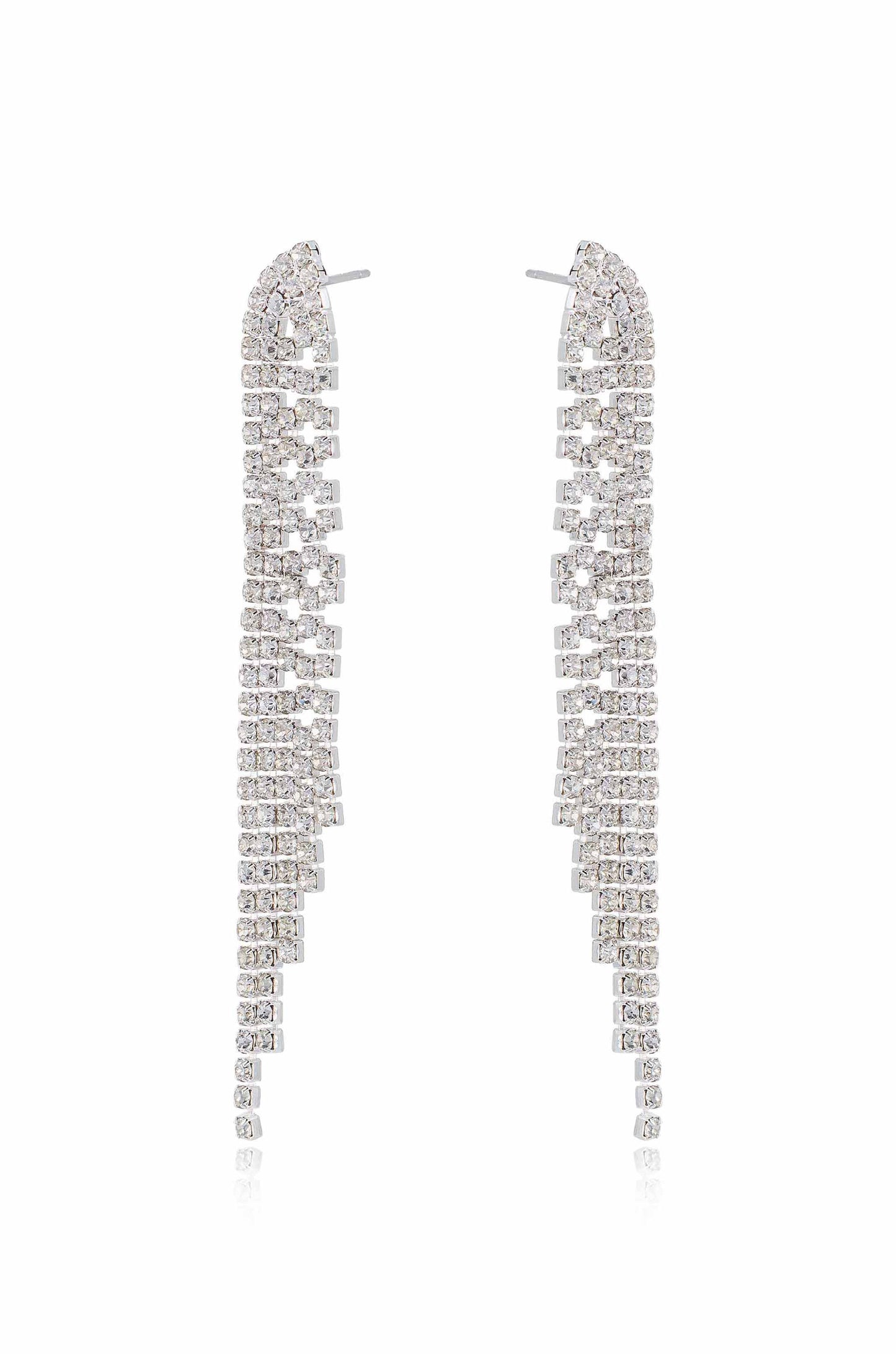 Champagne Nights Silver Plated Crystal Dangle Earrings side