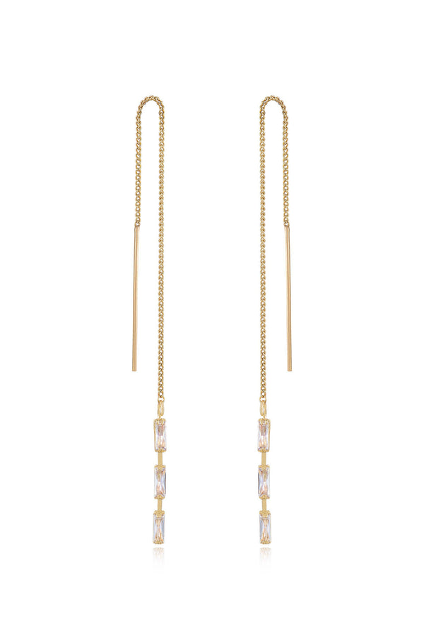 Crystal Baguette Threader Earrings