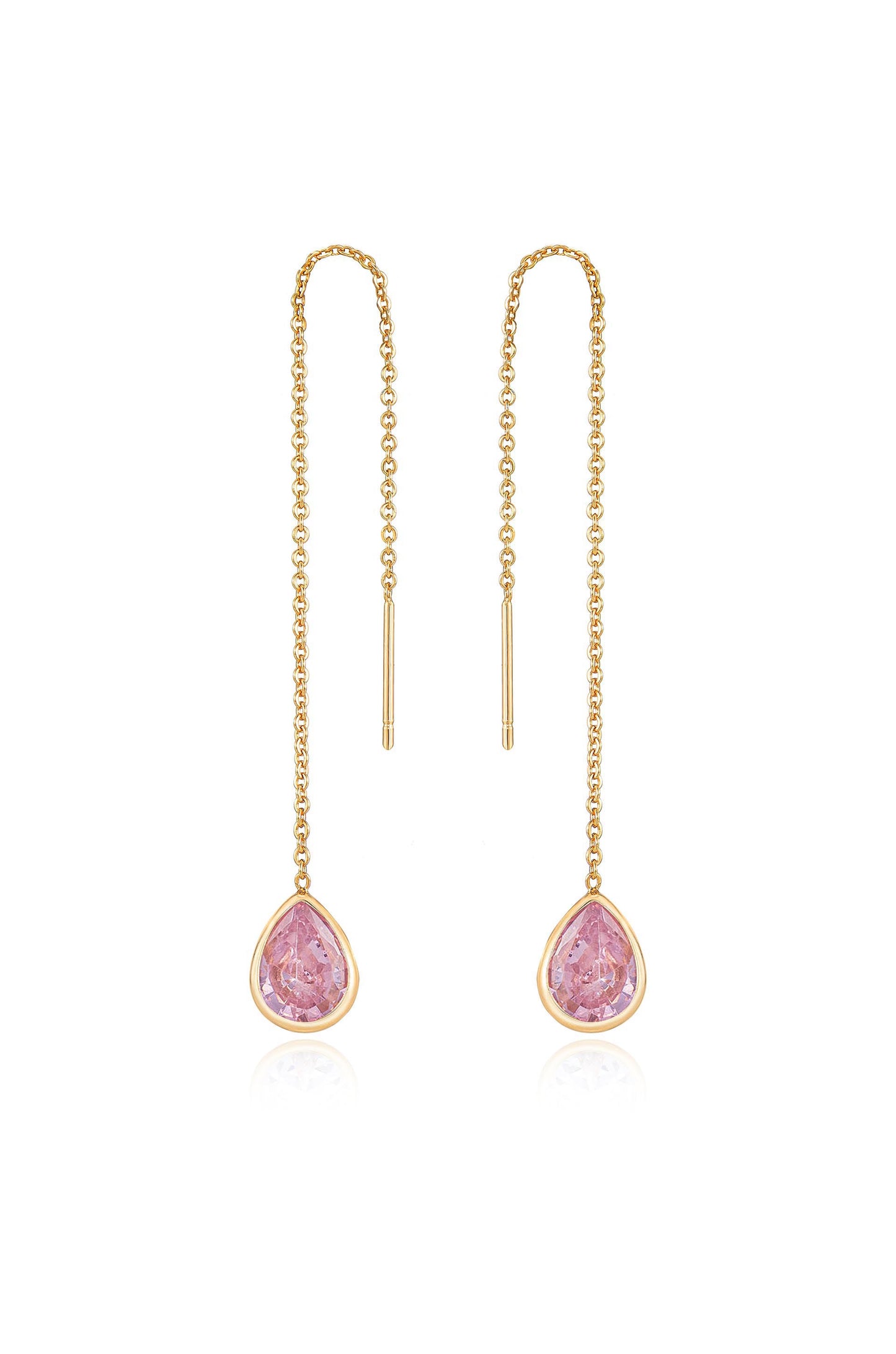 Barely There Chain and Crystal Dangle Earrings Light Pink Crystal with 18k Gold Plating