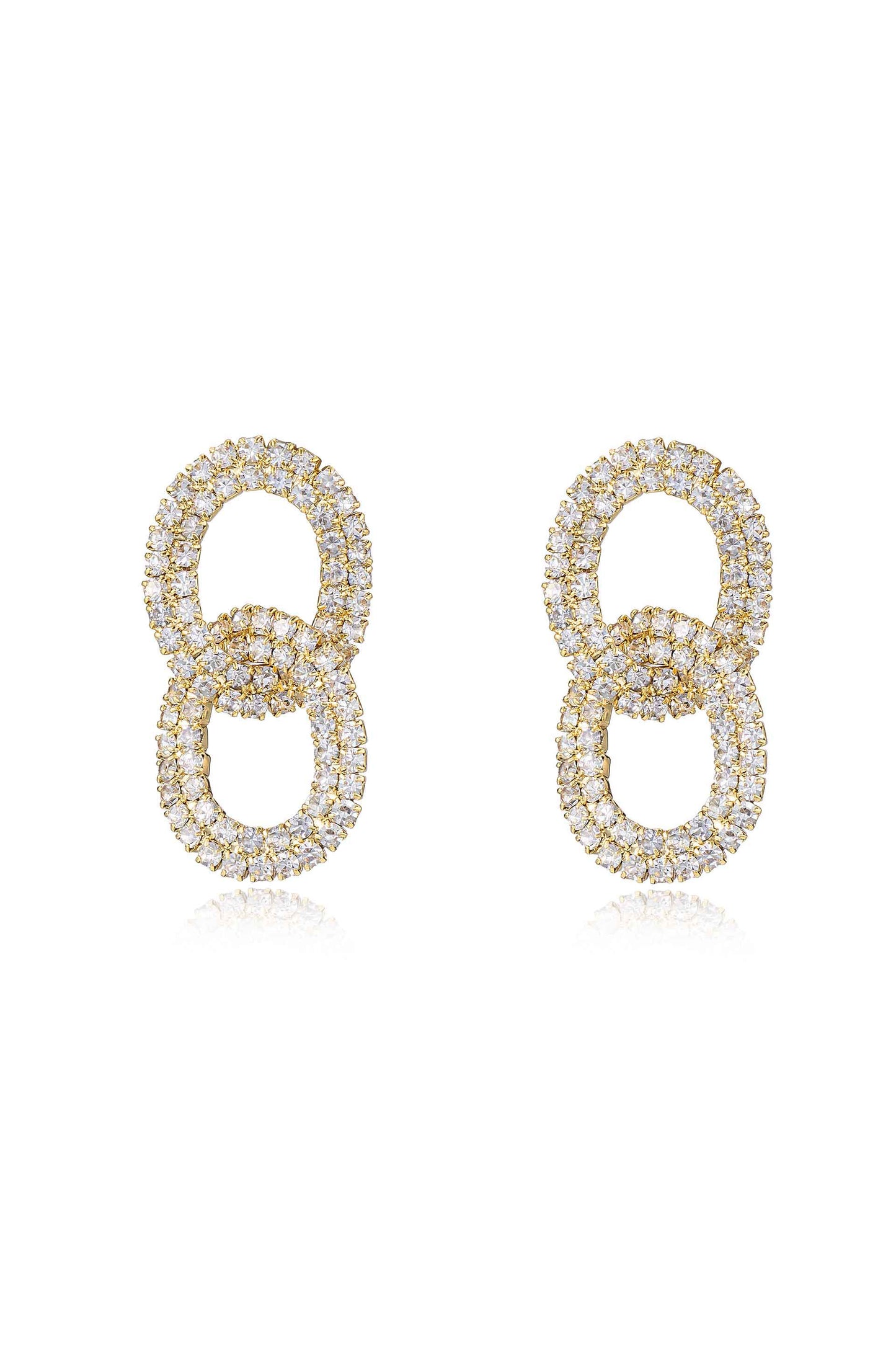 Double Crystal Dangle 18k Gold Plated Earrings