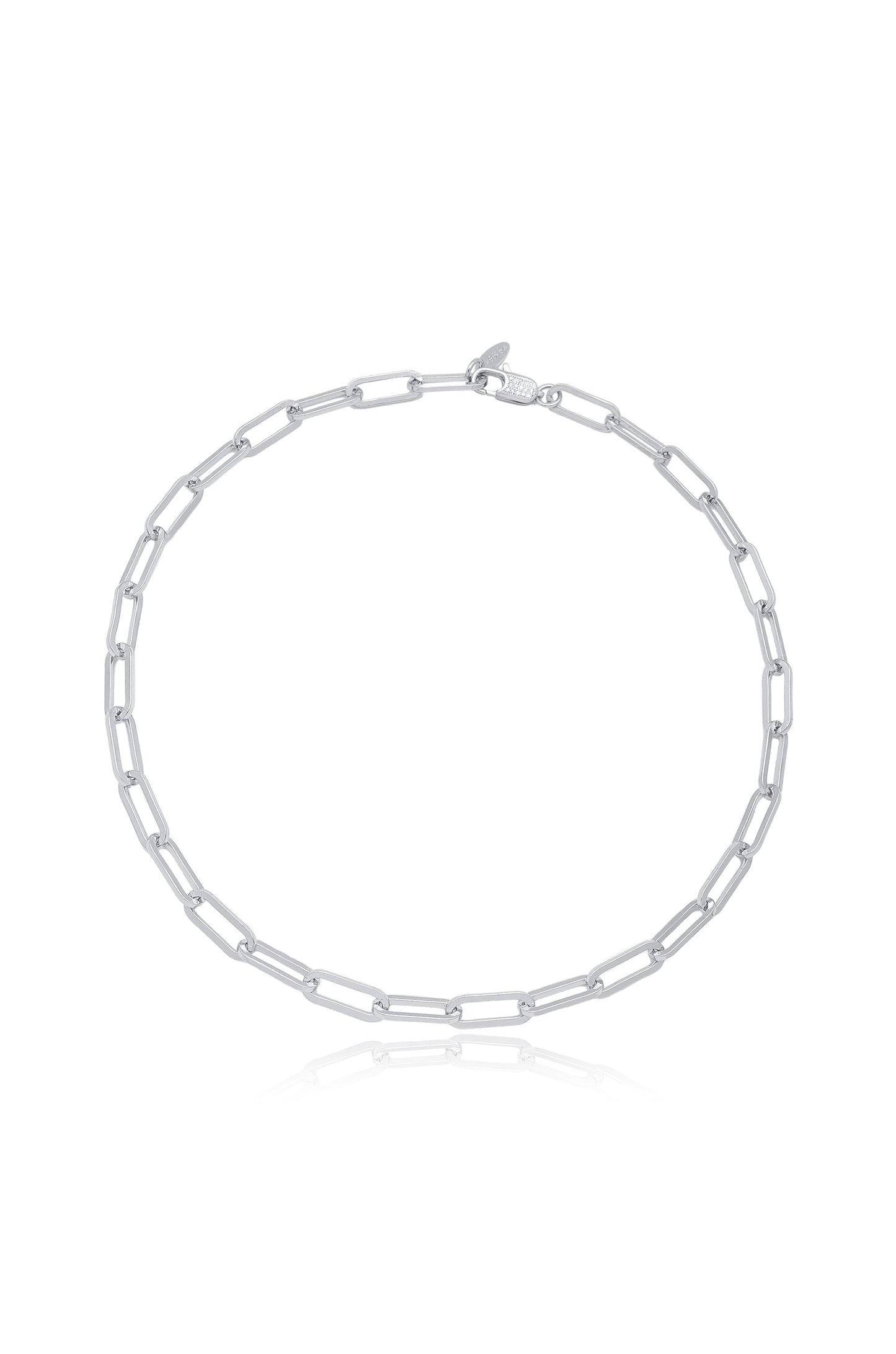 Interlinked Chain Necklace Rhodium Plated