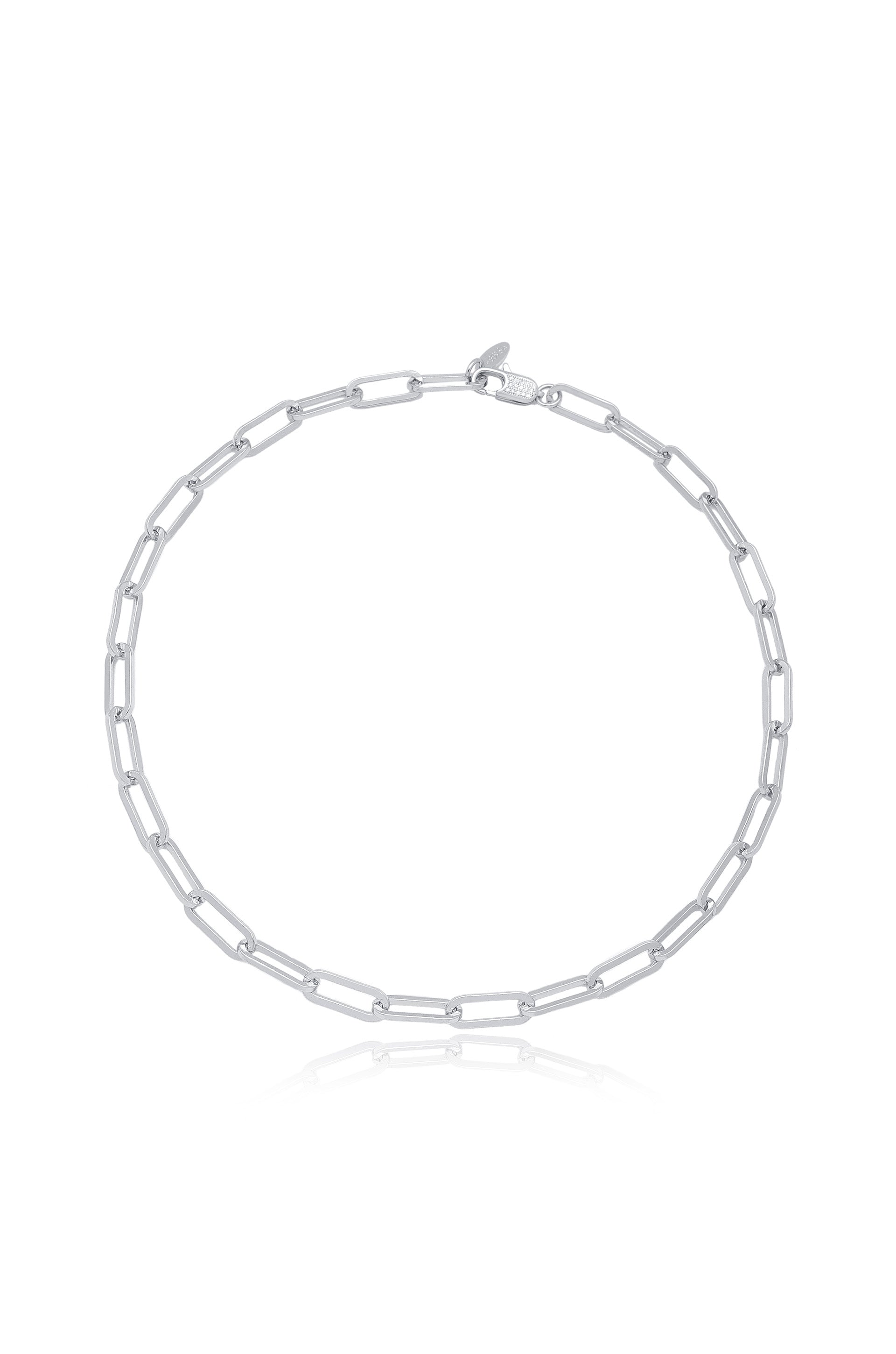 Interlinked Chain Necklace Rhodium Plated